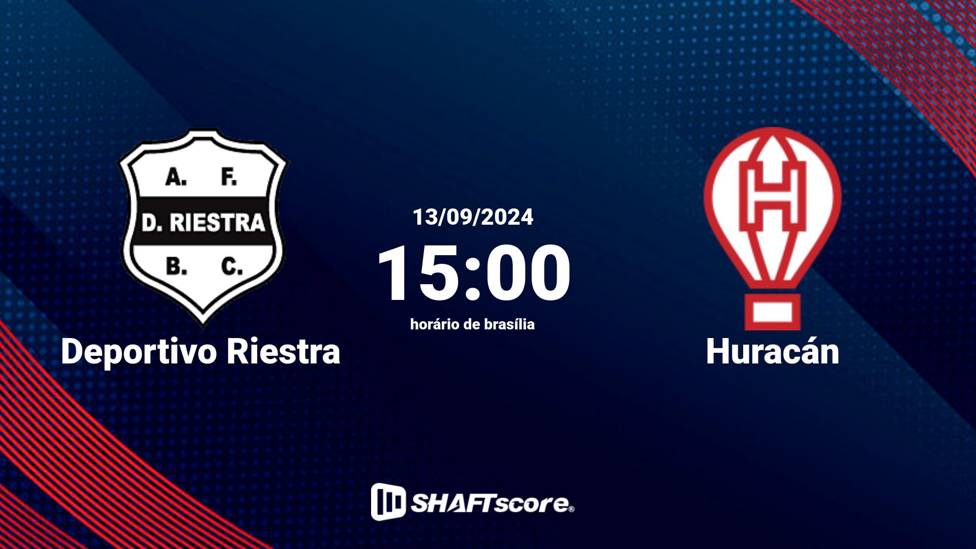 Estatísticas do jogo Deportivo Riestra vs Huracán 13.09 15:00