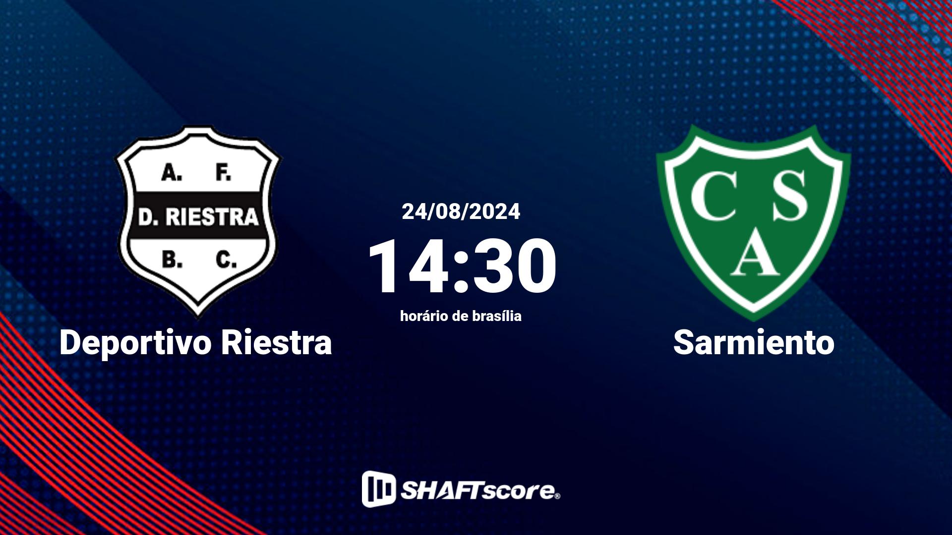 Estatísticas do jogo Deportivo Riestra vs Sarmiento 24.08 14:30