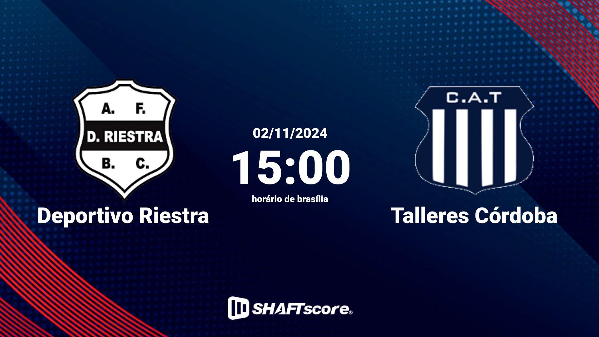 Estatísticas do jogo Deportivo Riestra vs Talleres Córdoba 02.11 15:00