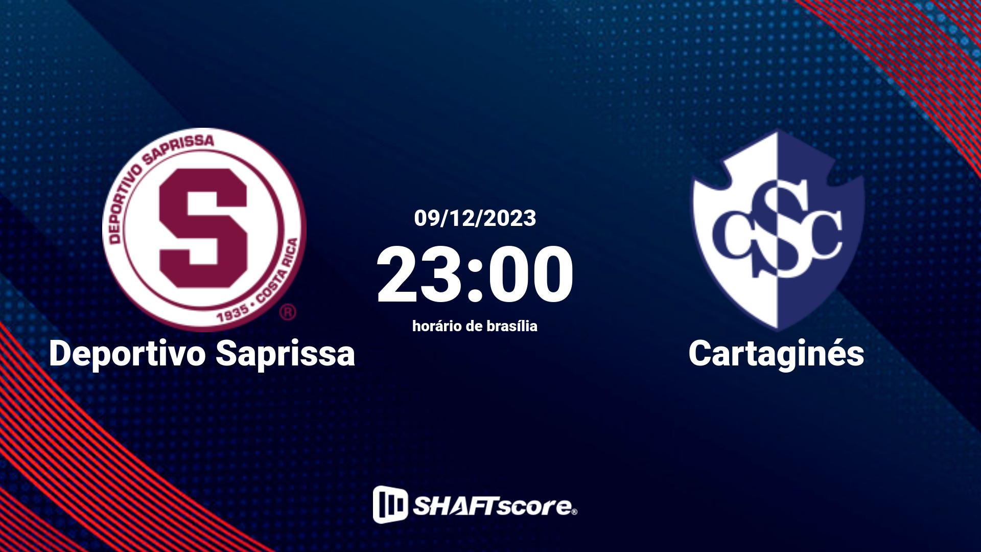 Estatísticas do jogo Deportivo Saprissa vs Cartaginés 09.12 23:00