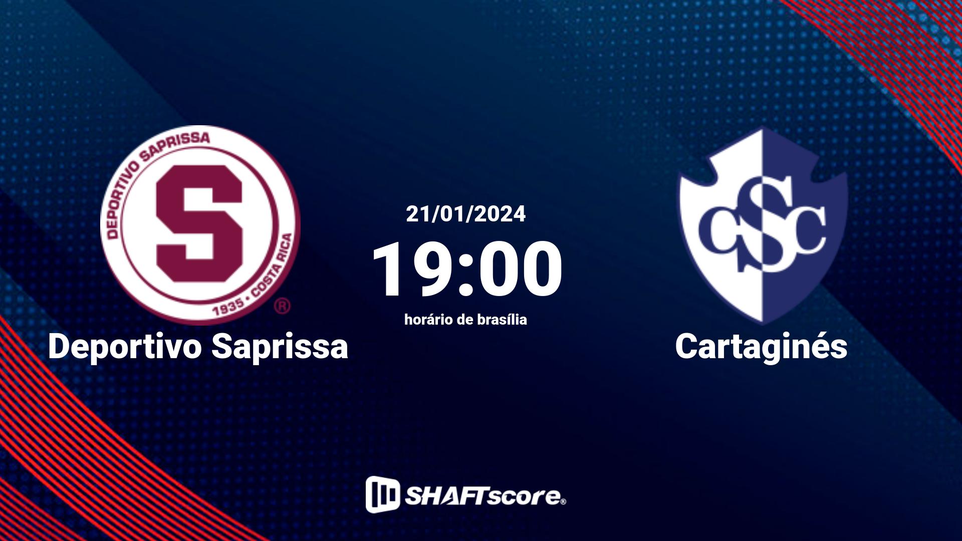 Estatísticas do jogo Deportivo Saprissa vs Cartaginés 21.01 19:00