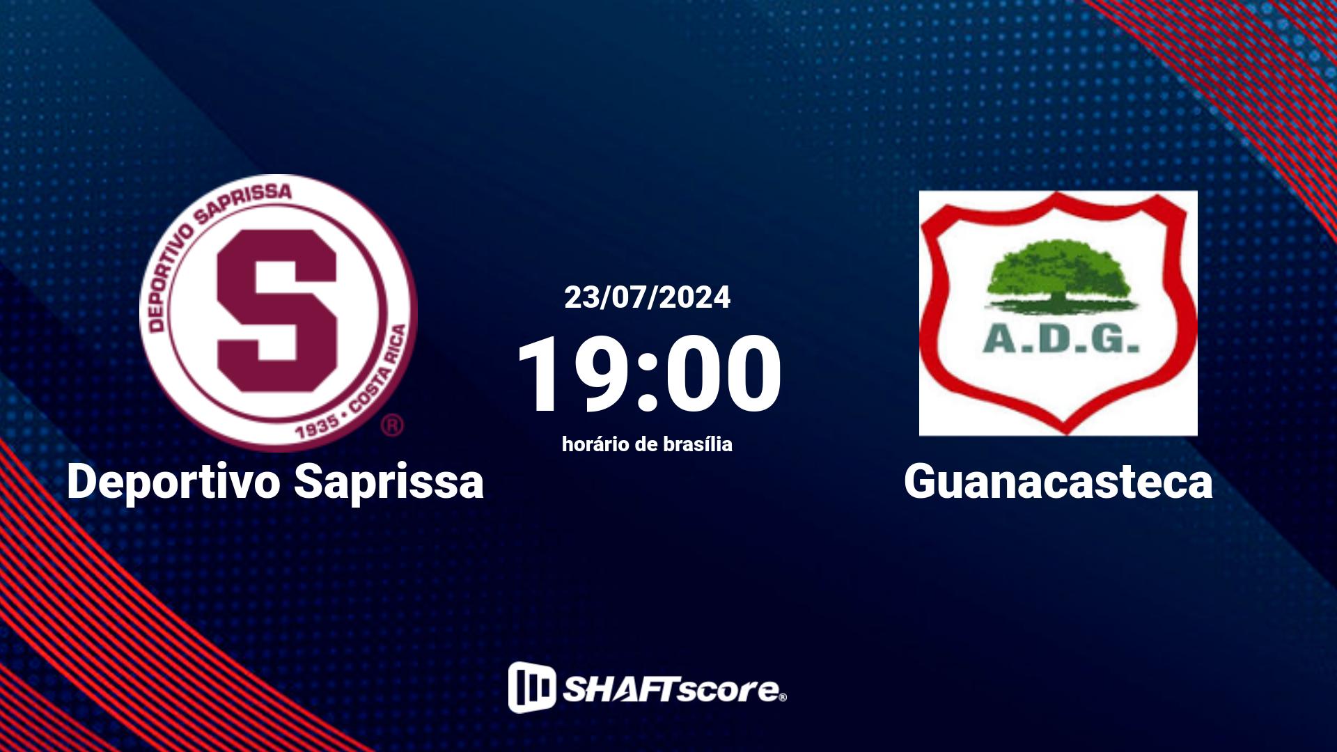 Estatísticas do jogo Deportivo Saprissa vs Guanacasteca 23.07 19:00