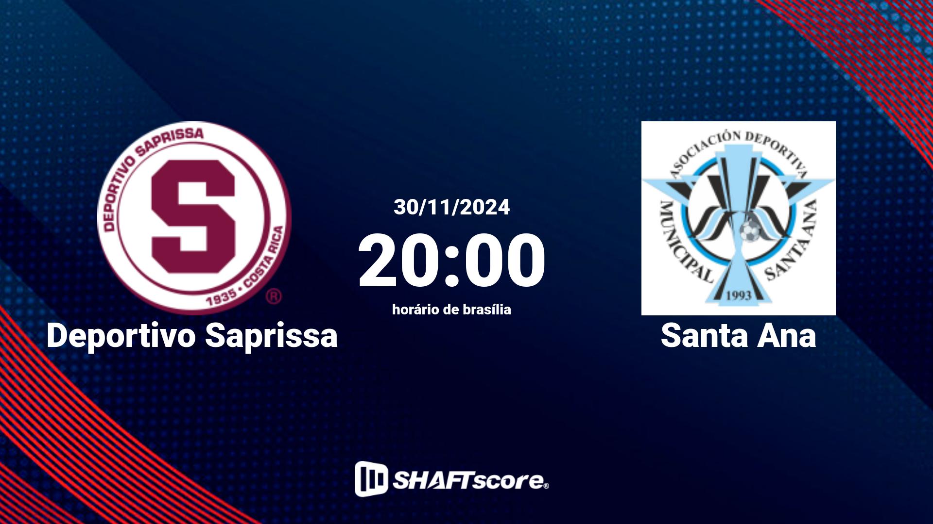 Estatísticas do jogo Deportivo Saprissa vs Santa Ana 30.11 20:00