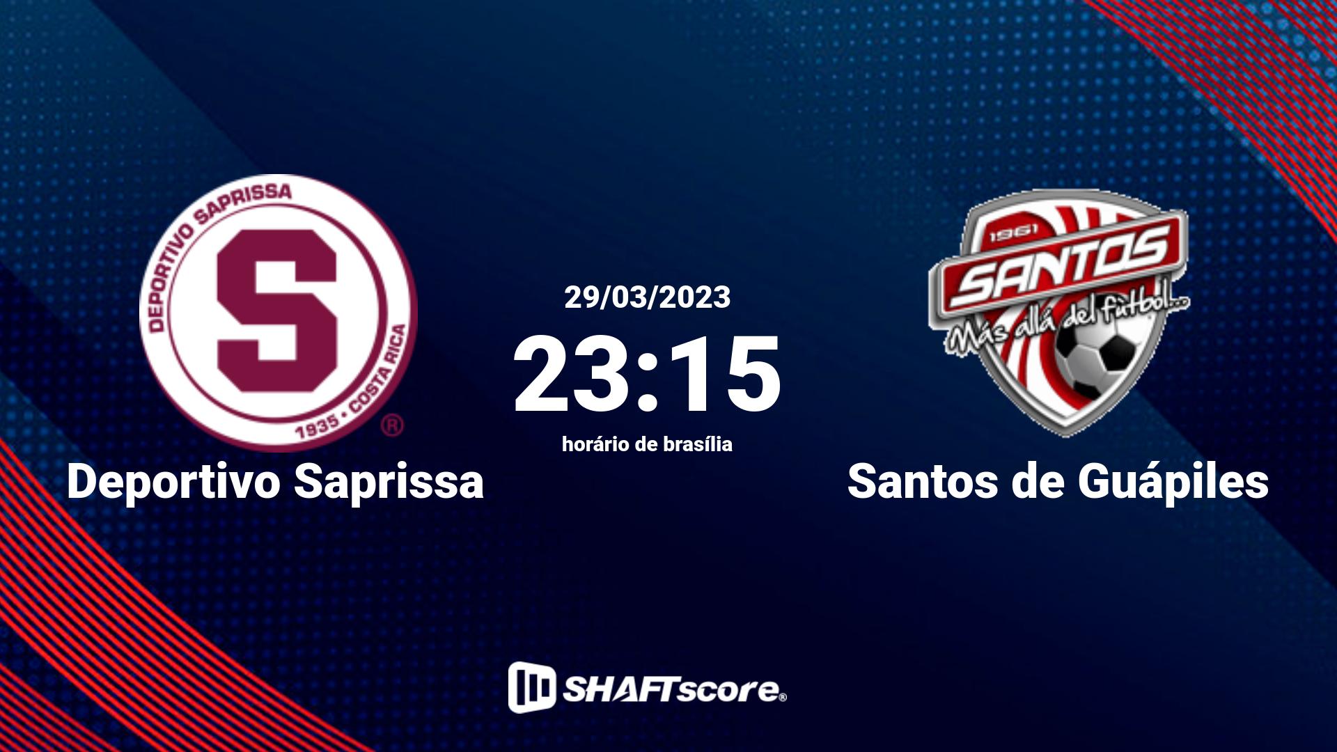 Estatísticas do jogo Deportivo Saprissa vs Santos de Guápiles 29.03 23:15