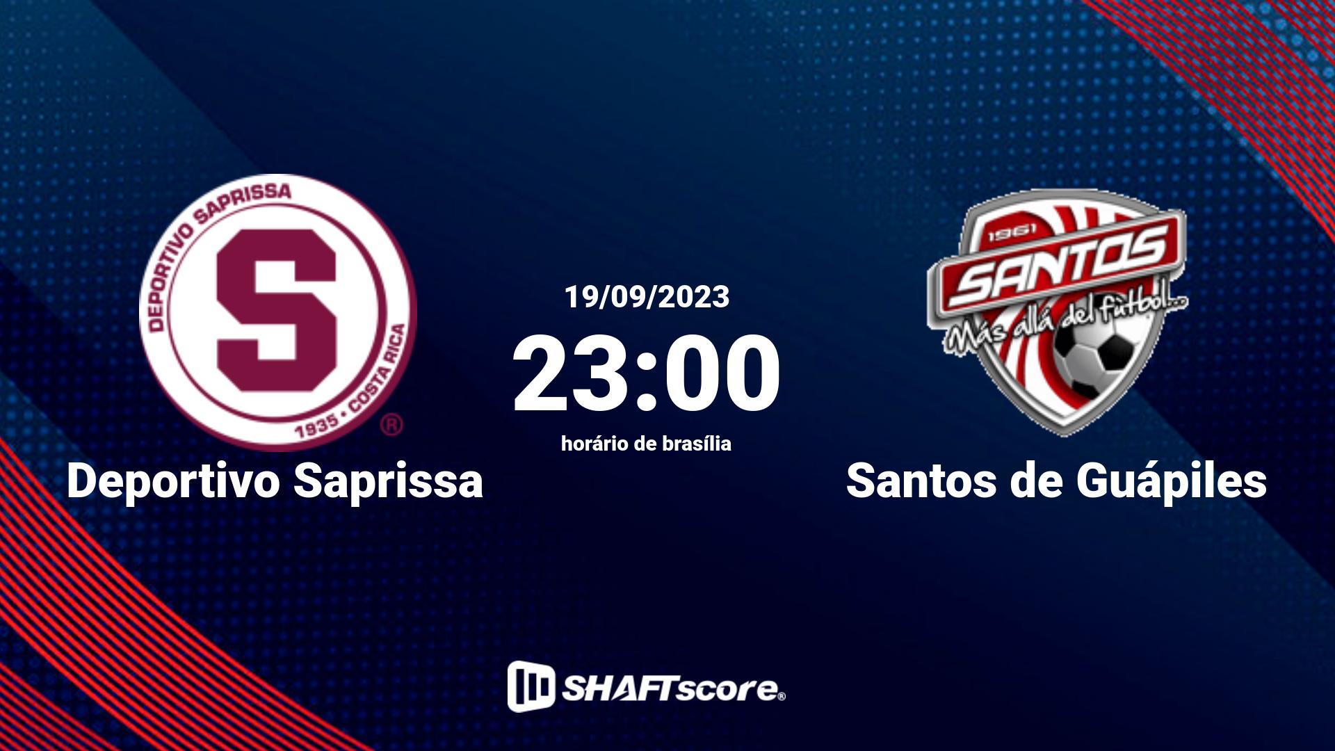 Estatísticas do jogo Deportivo Saprissa vs Santos de Guápiles 19.09 23:00