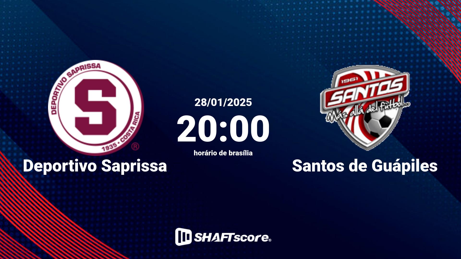 Estatísticas do jogo Deportivo Saprissa vs Santos de Guápiles 28.01 20:00