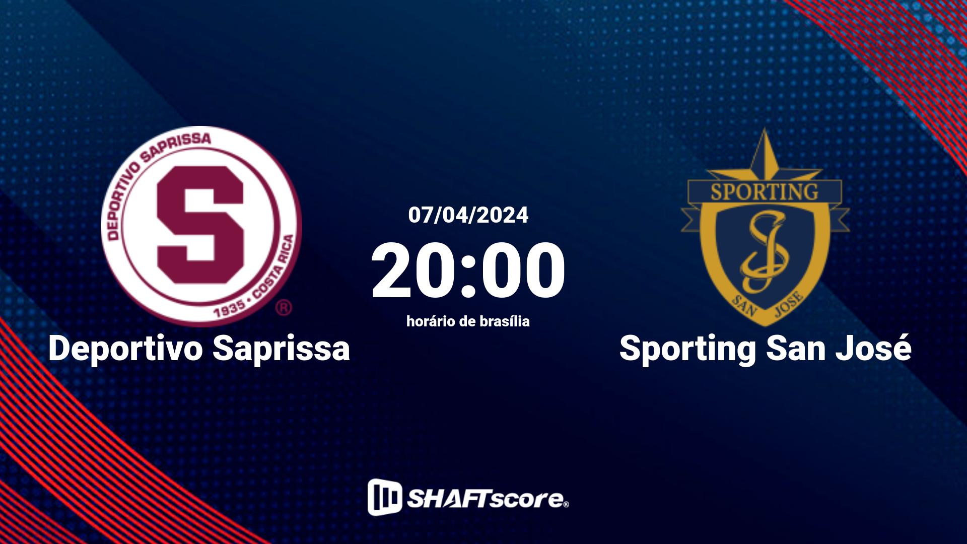 Estatísticas do jogo Deportivo Saprissa vs Sporting San José 07.04 20:00