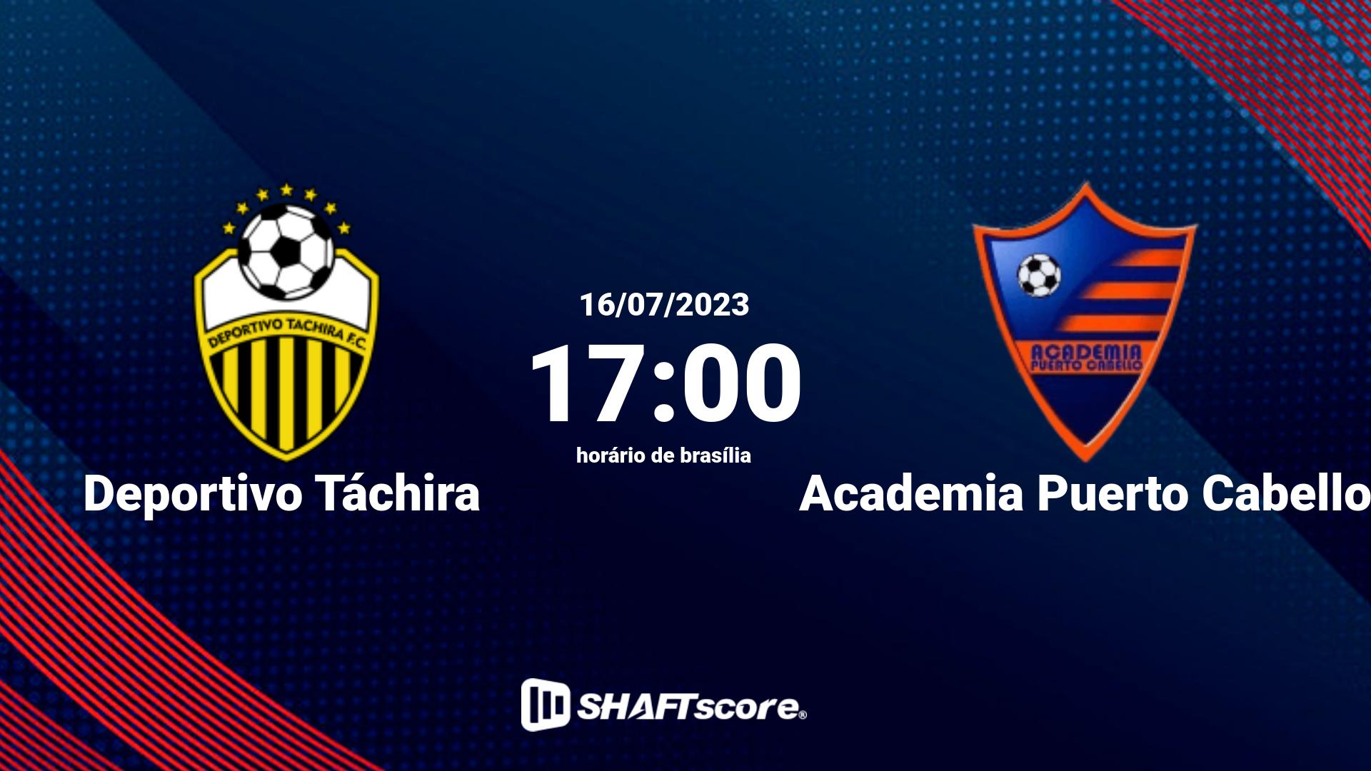 Estatísticas do jogo Deportivo Táchira vs Academia Puerto Cabello 16.07 17:00