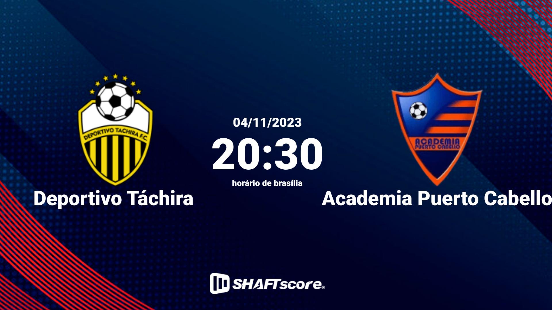 Estatísticas do jogo Deportivo Táchira vs Academia Puerto Cabello 04.11 20:30