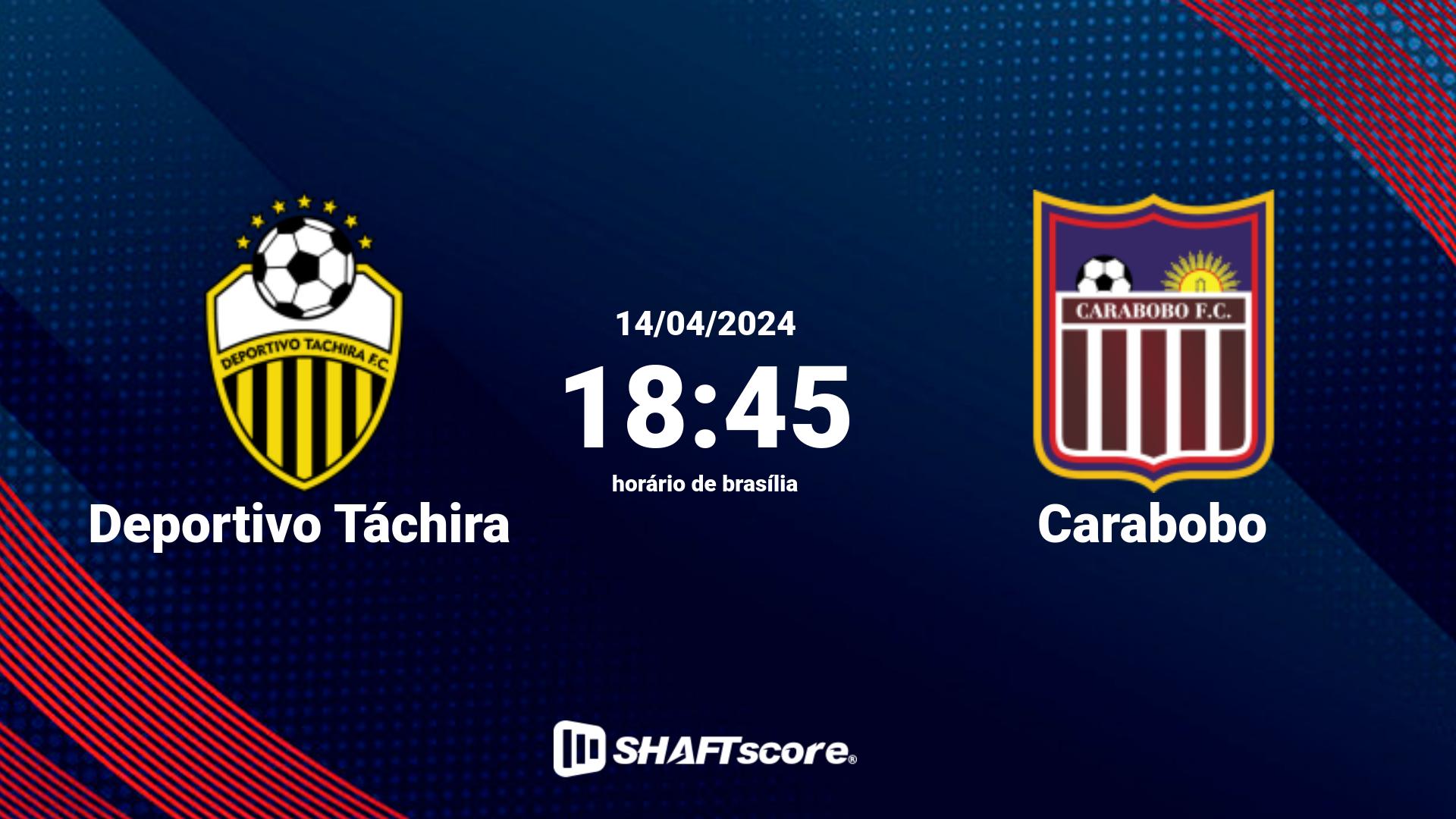 Estatísticas do jogo Deportivo Táchira vs Carabobo 14.04 18:45