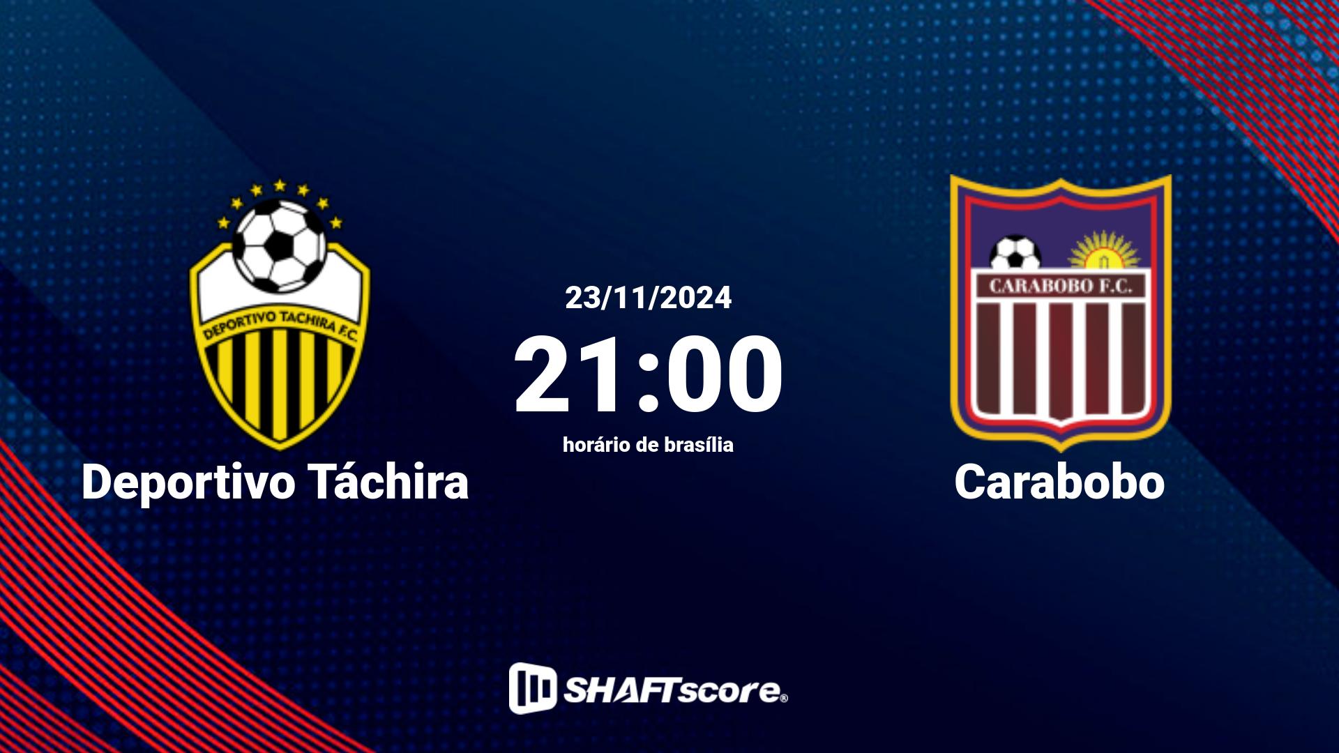 Estatísticas do jogo Deportivo Táchira vs Carabobo 24.11 20:00