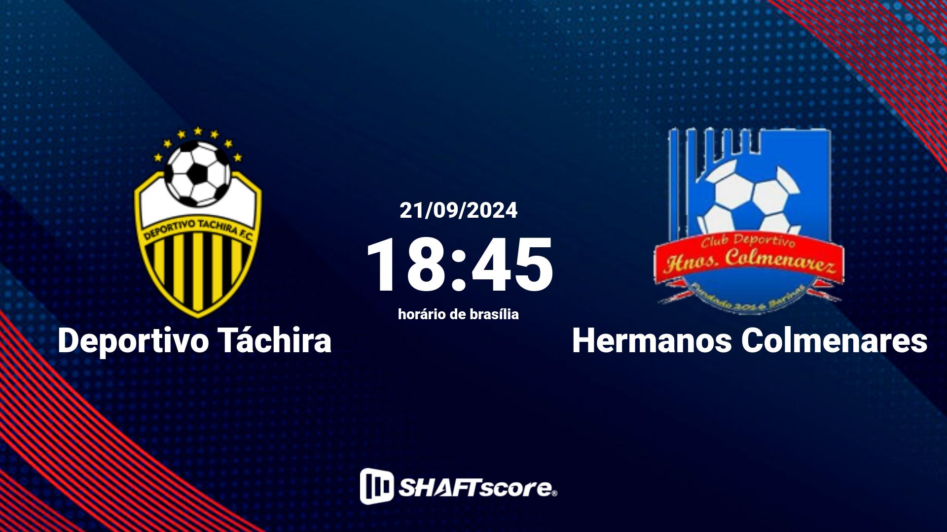 Estatísticas do jogo Deportivo Táchira vs Hermanos Colmenares 21.09 18:45