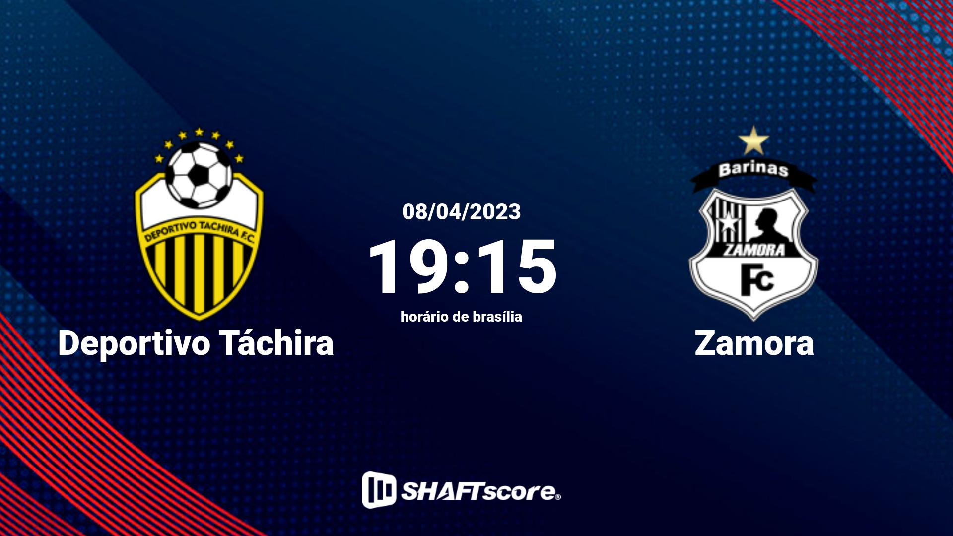 Estatísticas do jogo Deportivo Táchira vs Zamora 08.04 19:15