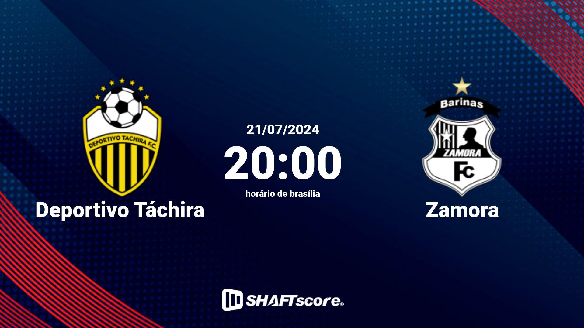 Estatísticas do jogo Deportivo Táchira vs Zamora 21.07 20:00