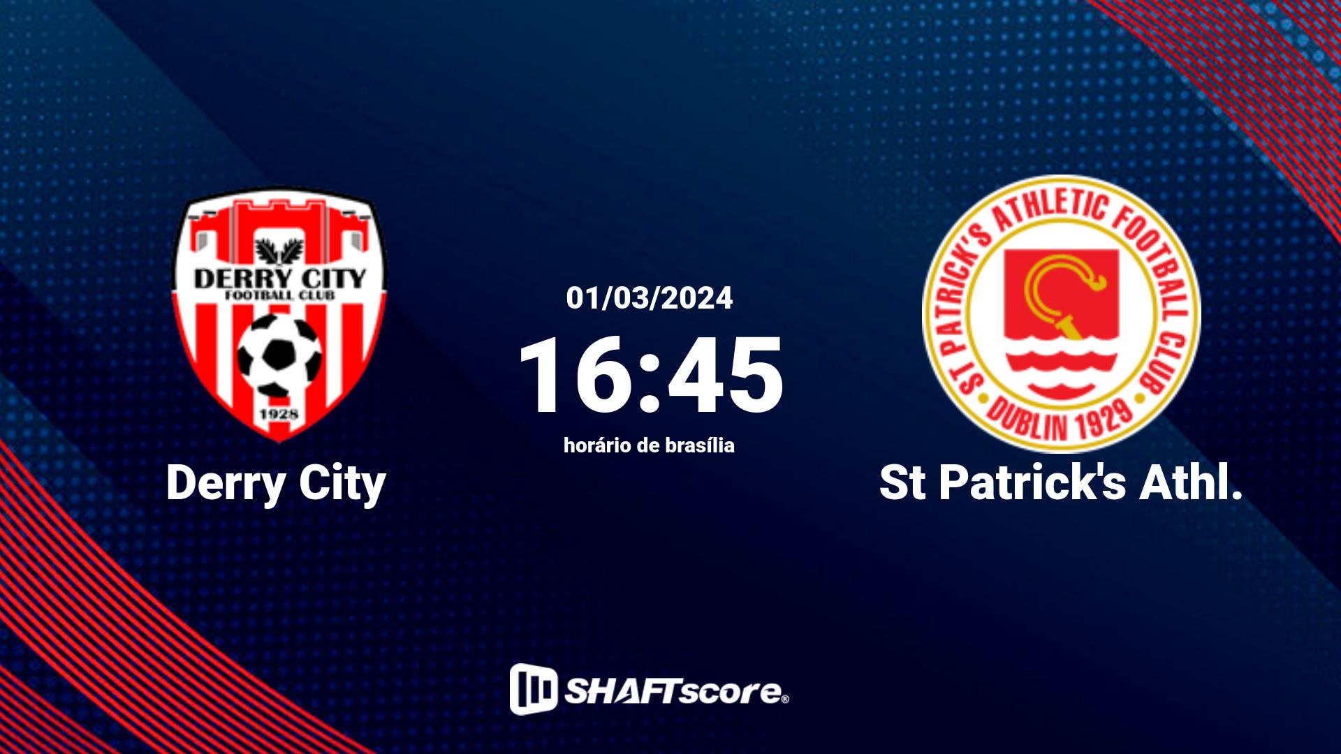 Estatísticas do jogo Derry City vs St Patrick's Athl. 01.03 16:45