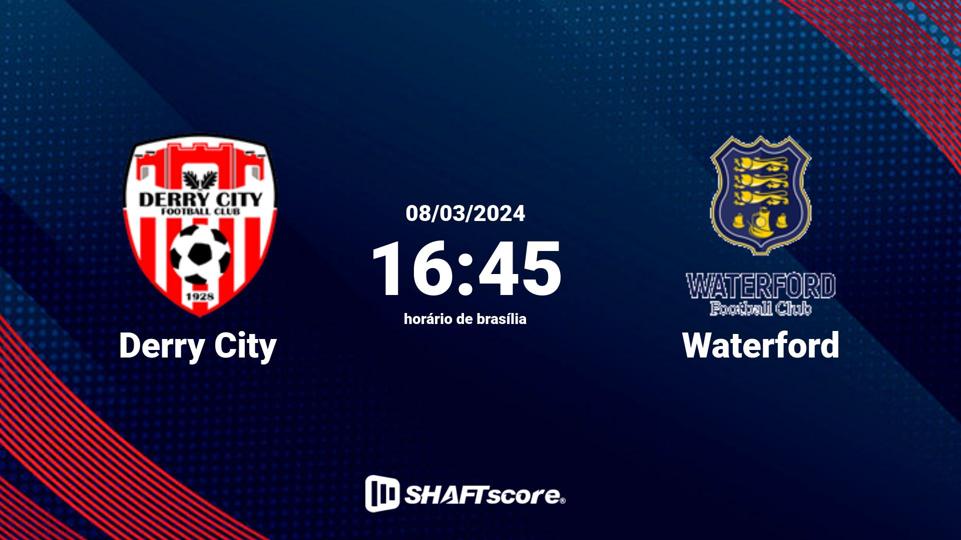 Estatísticas do jogo Derry City vs Waterford 08.03 16:45