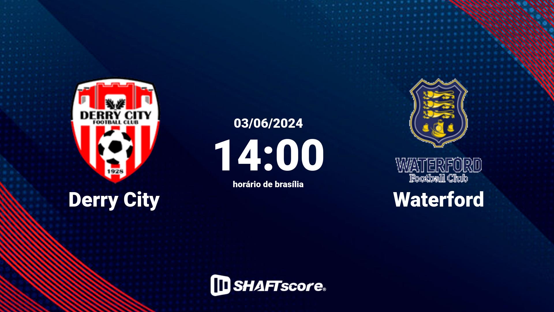 Estatísticas do jogo Derry City vs Waterford 03.06 14:00