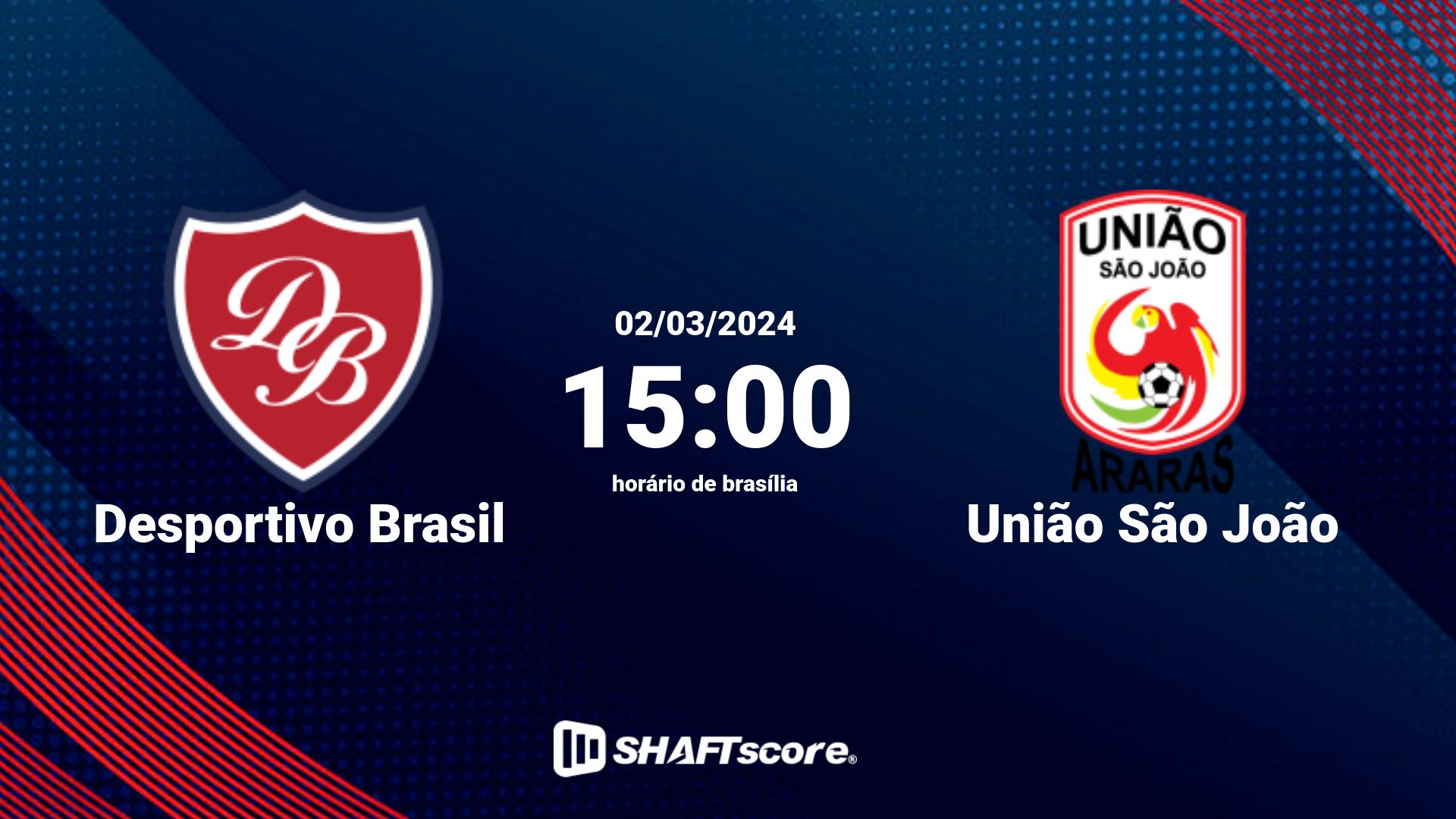 Estatísticas do jogo Desportivo Brasil vs União São João 02.03 15:00