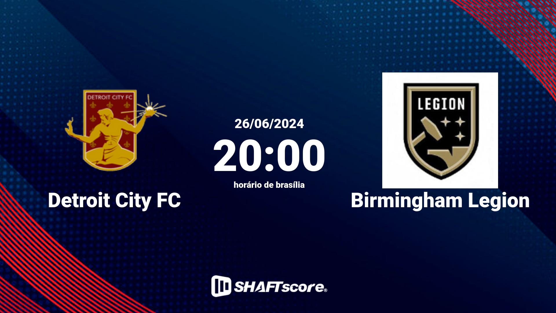 Estatísticas do jogo Detroit City FC vs Birmingham Legion 26.06 20:00