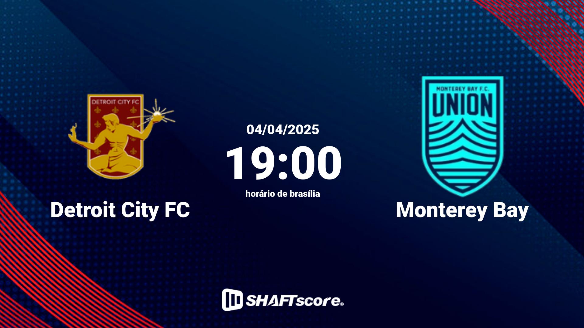 Estatísticas do jogo Detroit City FC vs Monterey Bay 04.04 19:00