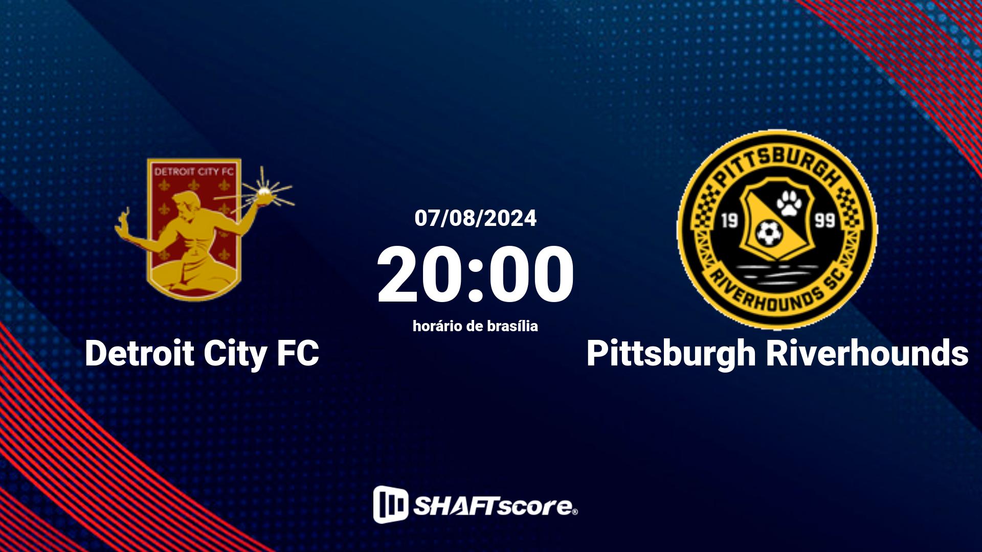 Estatísticas do jogo Detroit City FC vs Pittsburgh Riverhounds 07.08 20:00