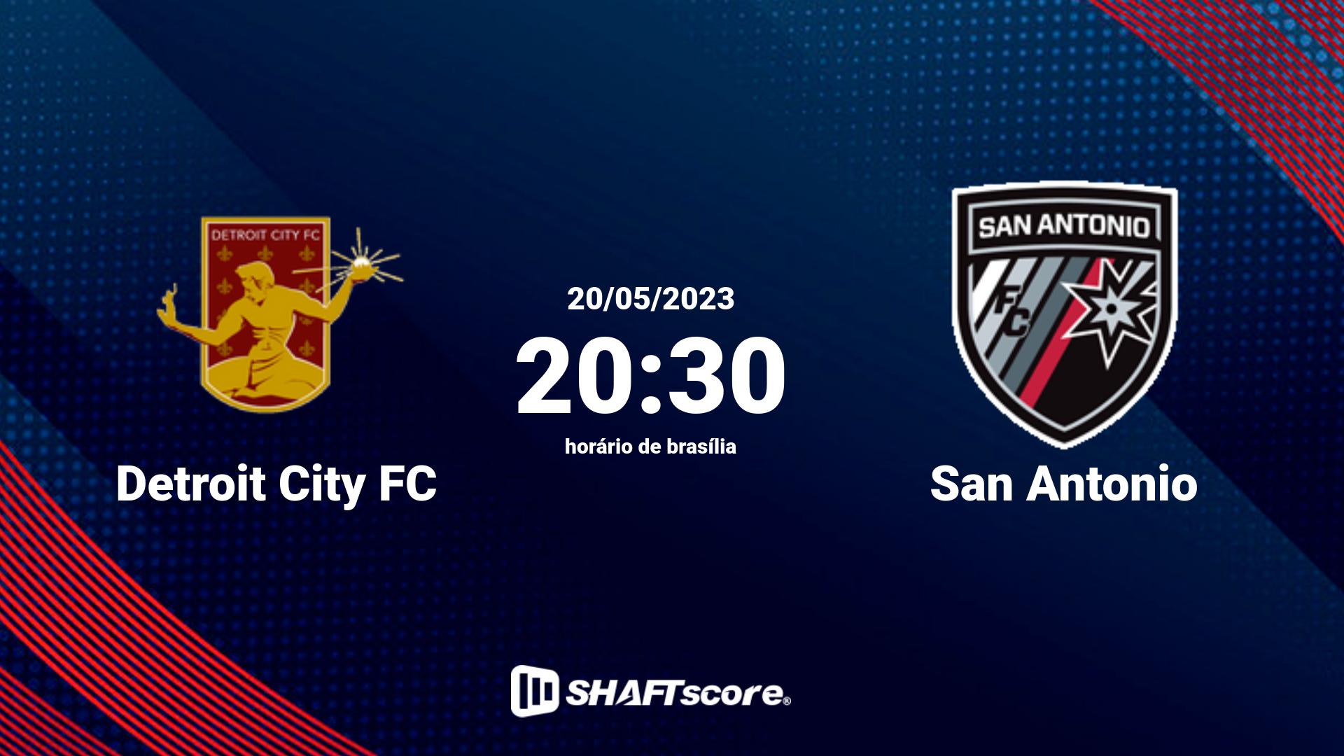 Estatísticas do jogo Detroit City FC vs San Antonio 20.05 20:30