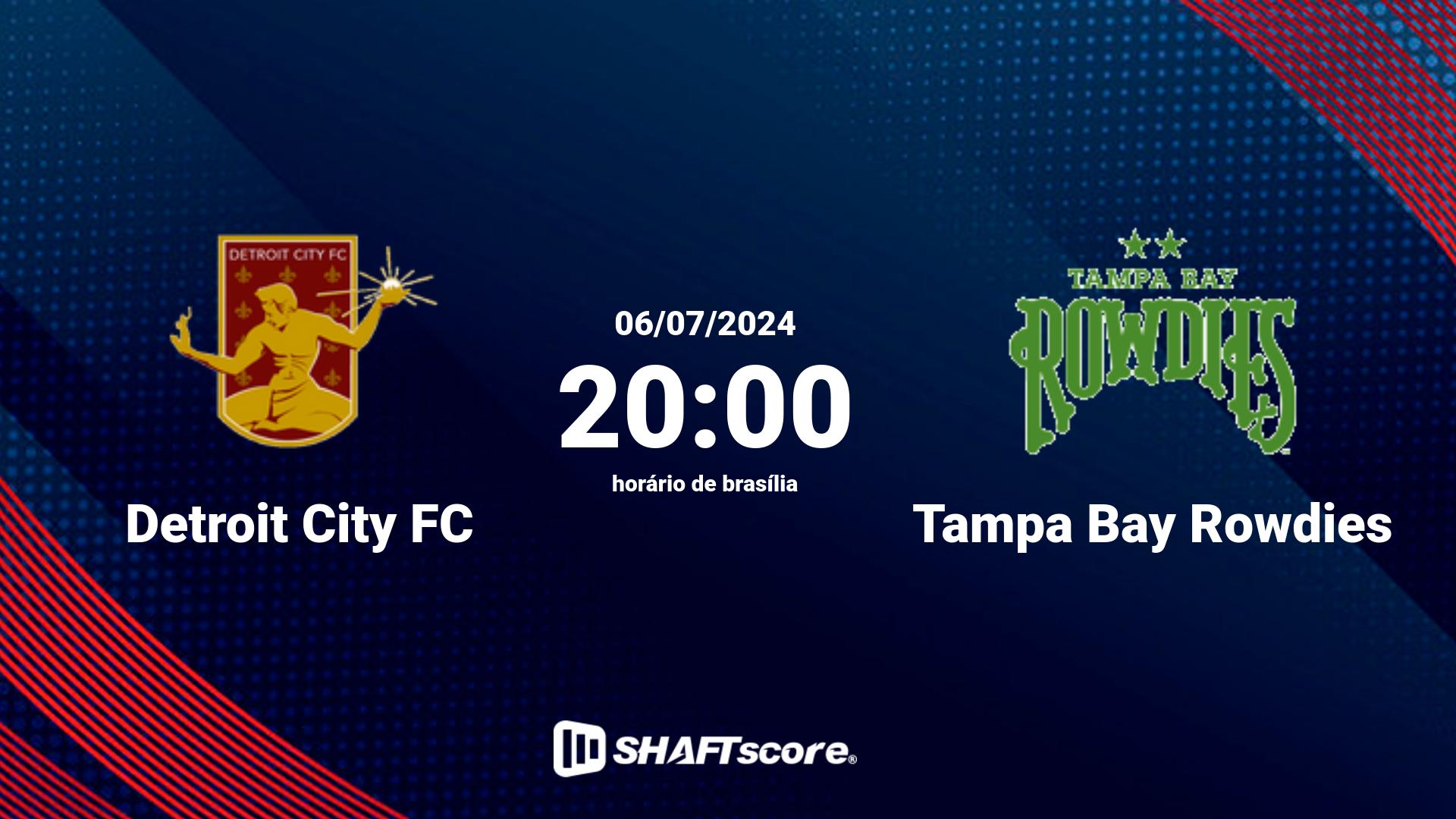 Estatísticas do jogo Detroit City FC vs Tampa Bay Rowdies 06.07 20:00