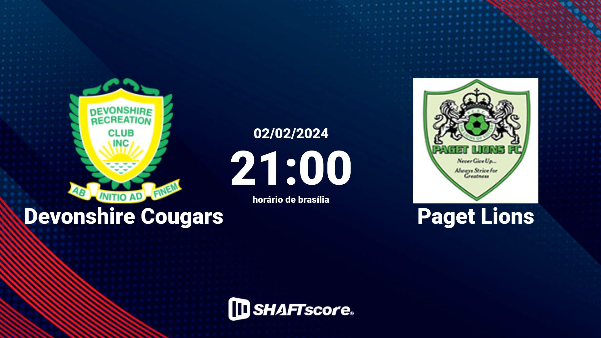 Estatísticas do jogo Devonshire Cougars vs Paget Lions 02.02 21:00