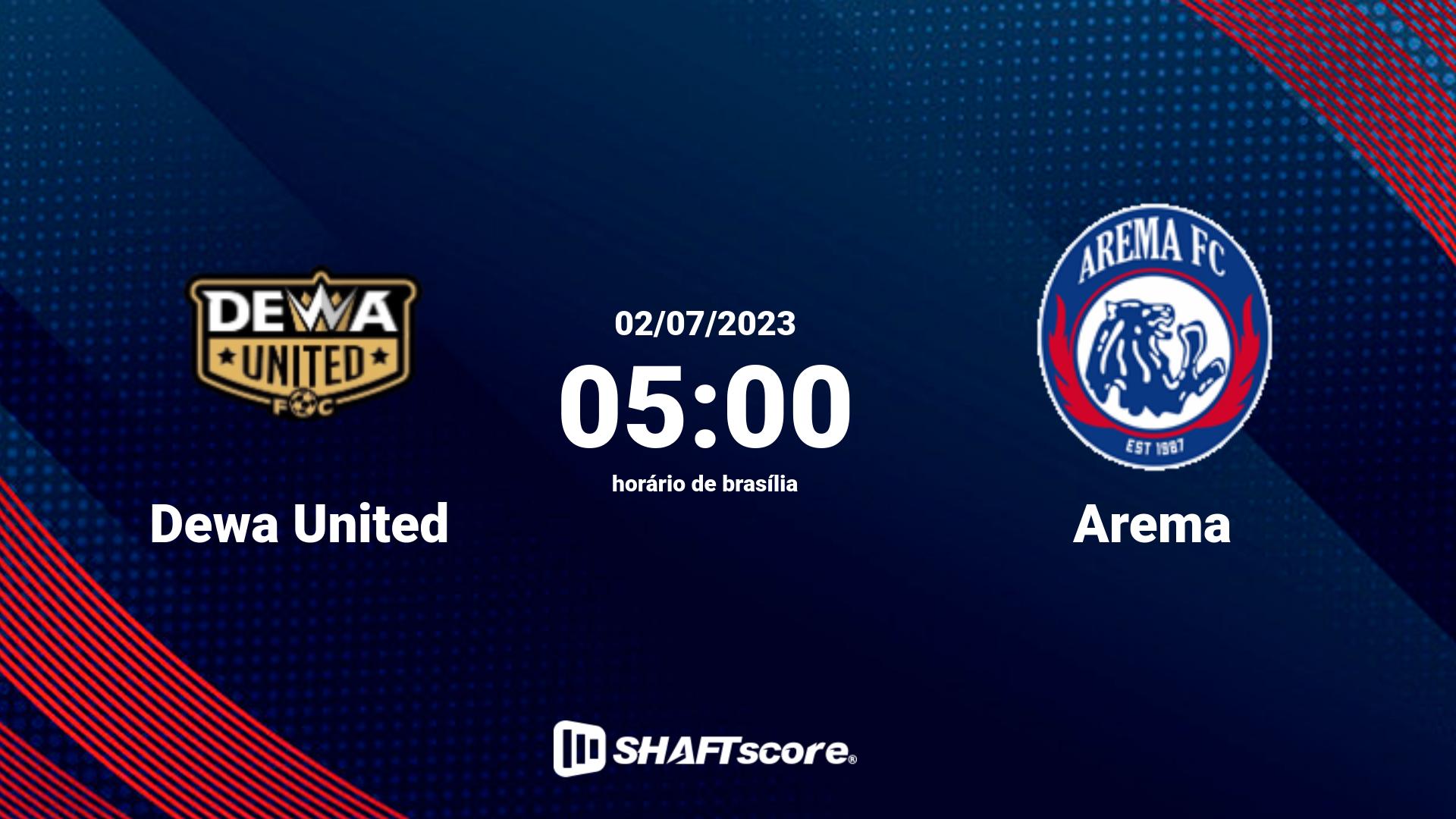 Estatísticas do jogo Dewa United vs Arema 02.07 05:00