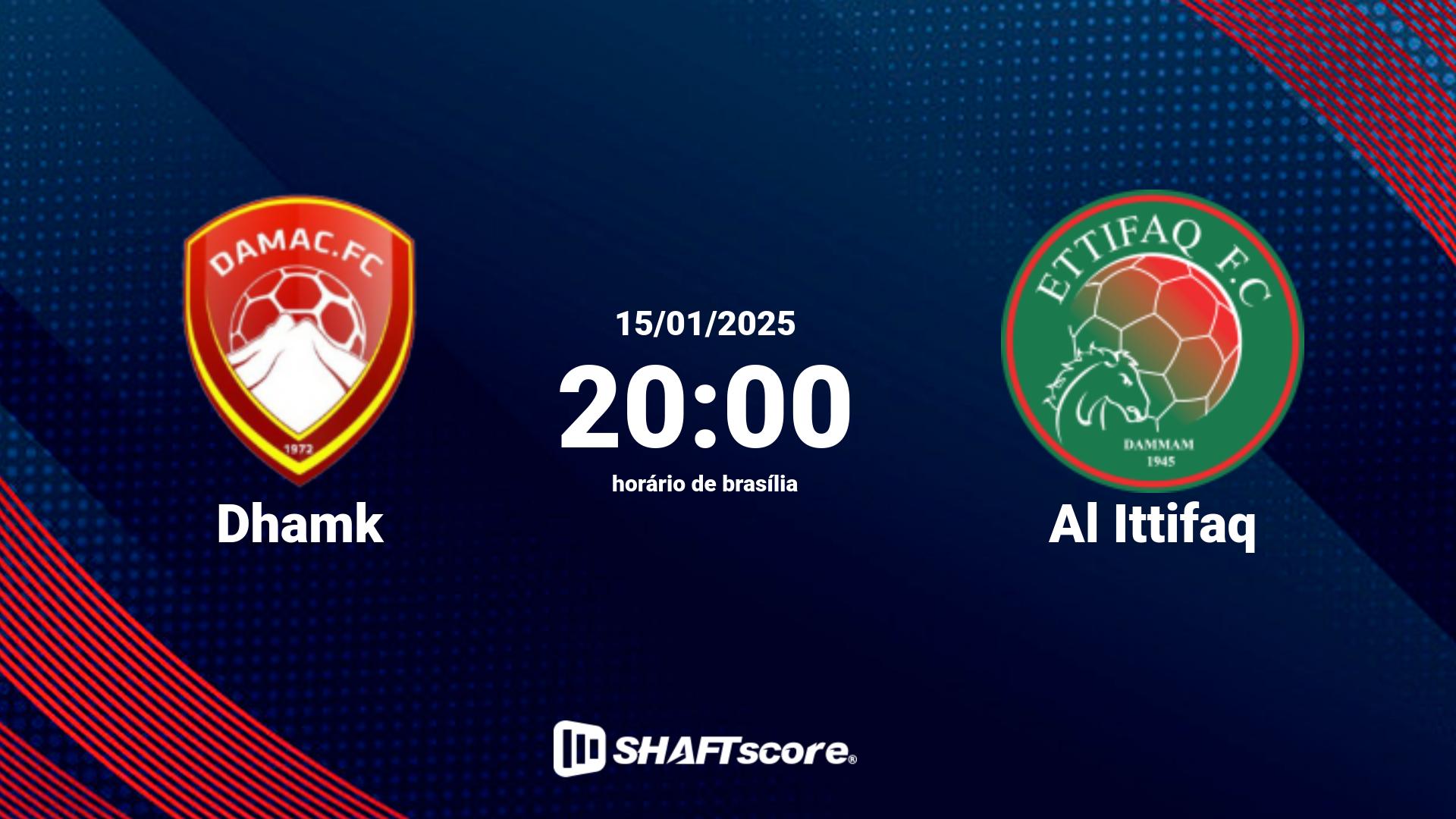 Estatísticas do jogo Dhamk vs Al Ittifaq 15.01 20:00