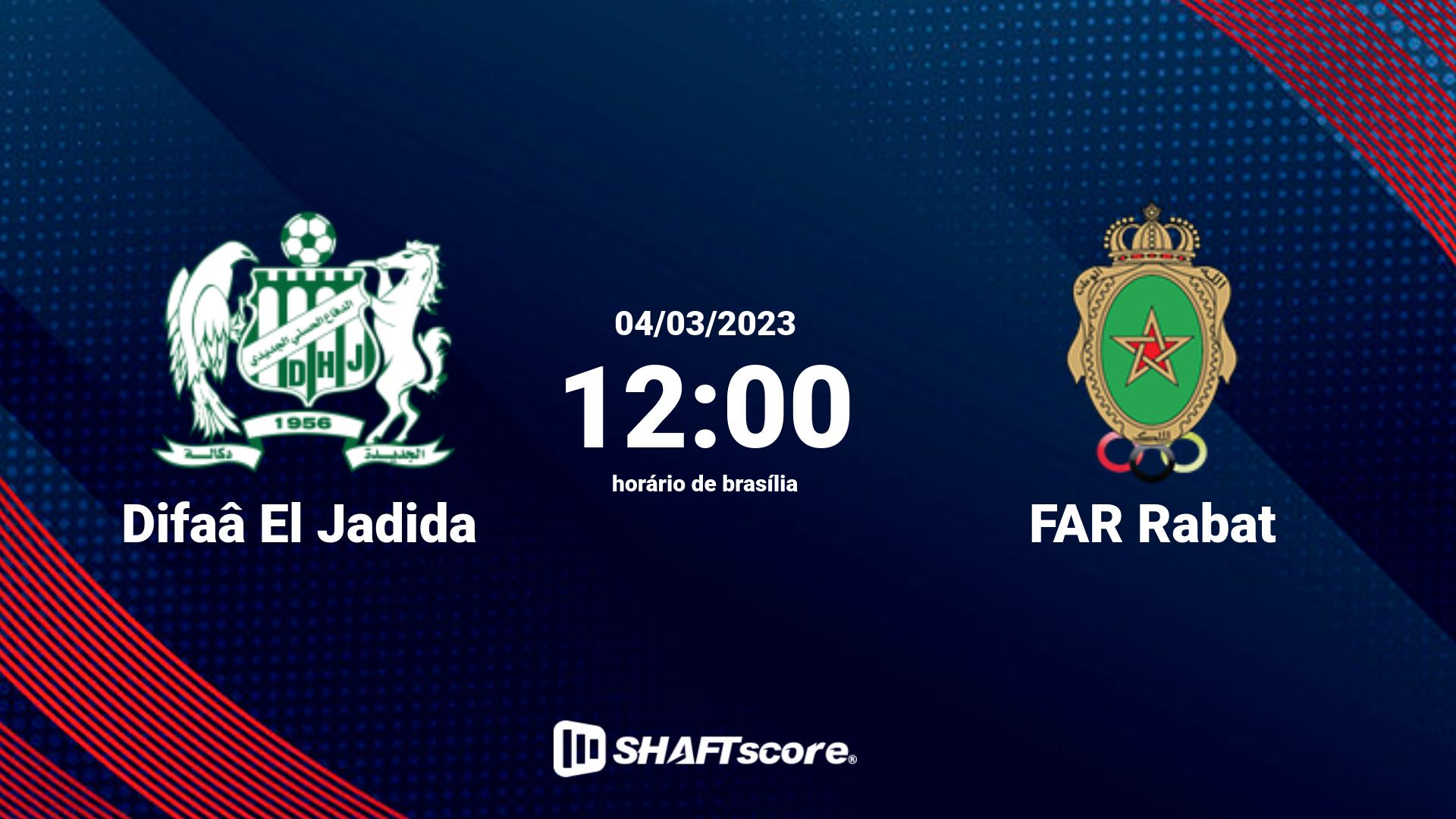 Estatísticas do jogo Difaâ El Jadida vs FAR Rabat 04.03 12:00