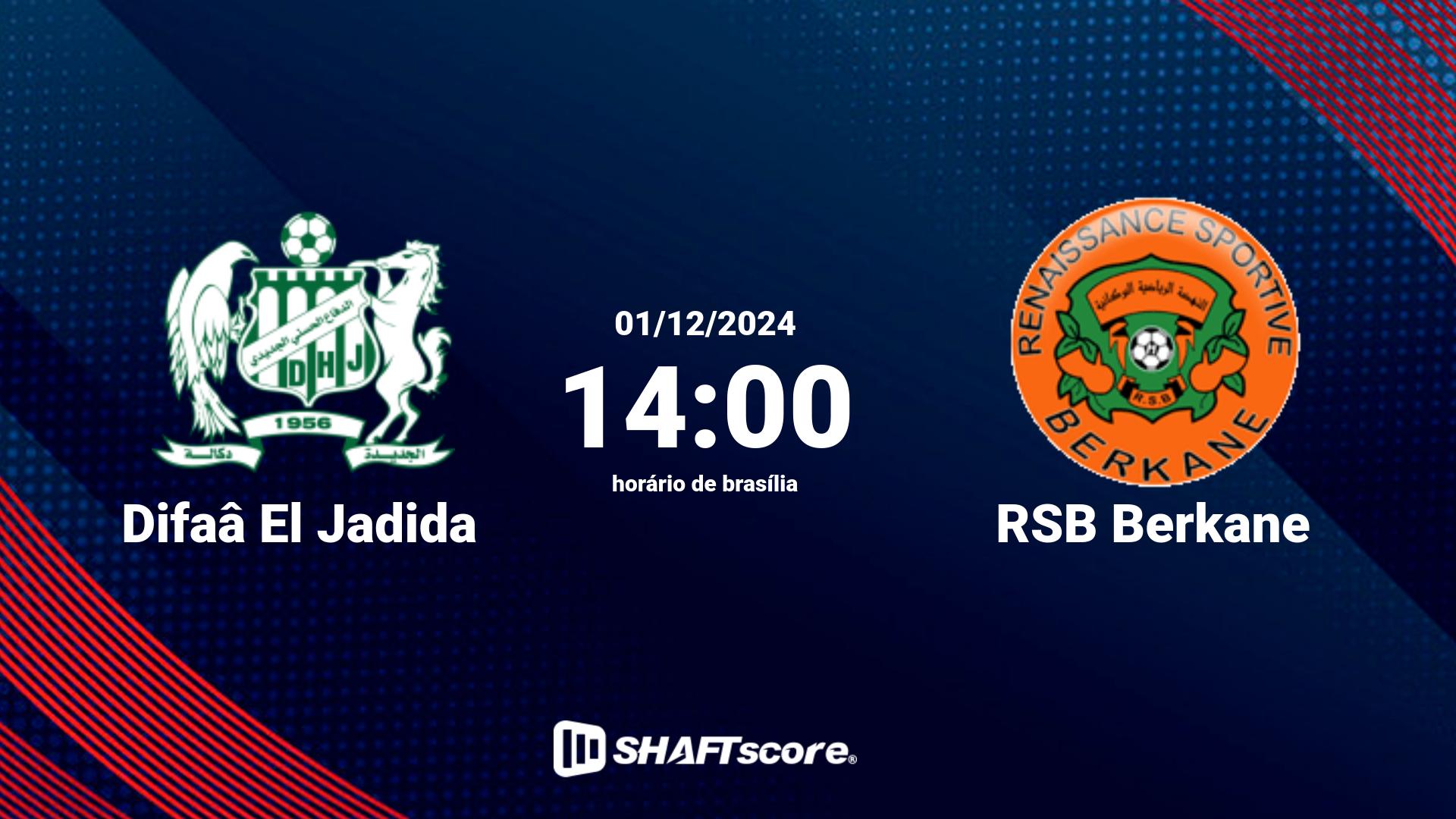 Estatísticas do jogo Difaâ El Jadida vs RSB Berkane 01.12 14:00