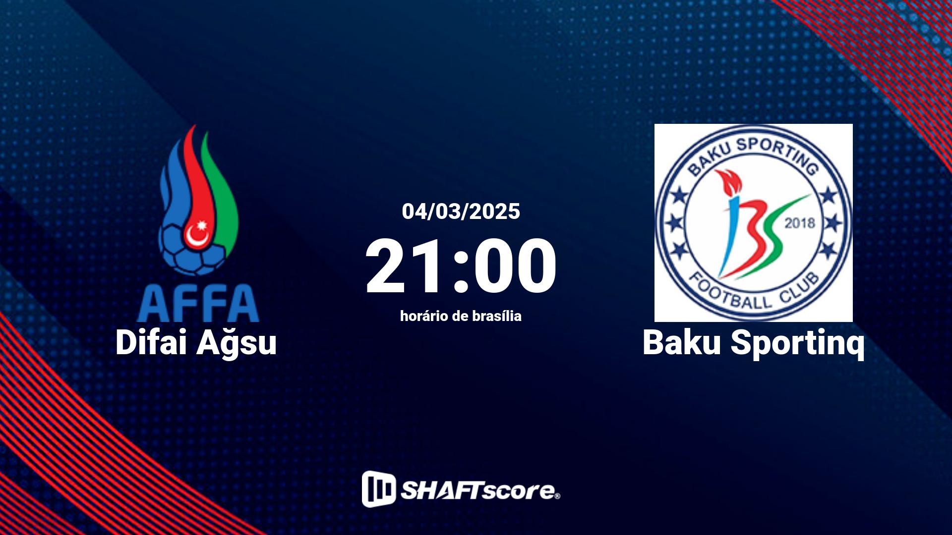 Estatísticas do jogo Difai Ağsu vs Baku Sportinq 04.03 21:00