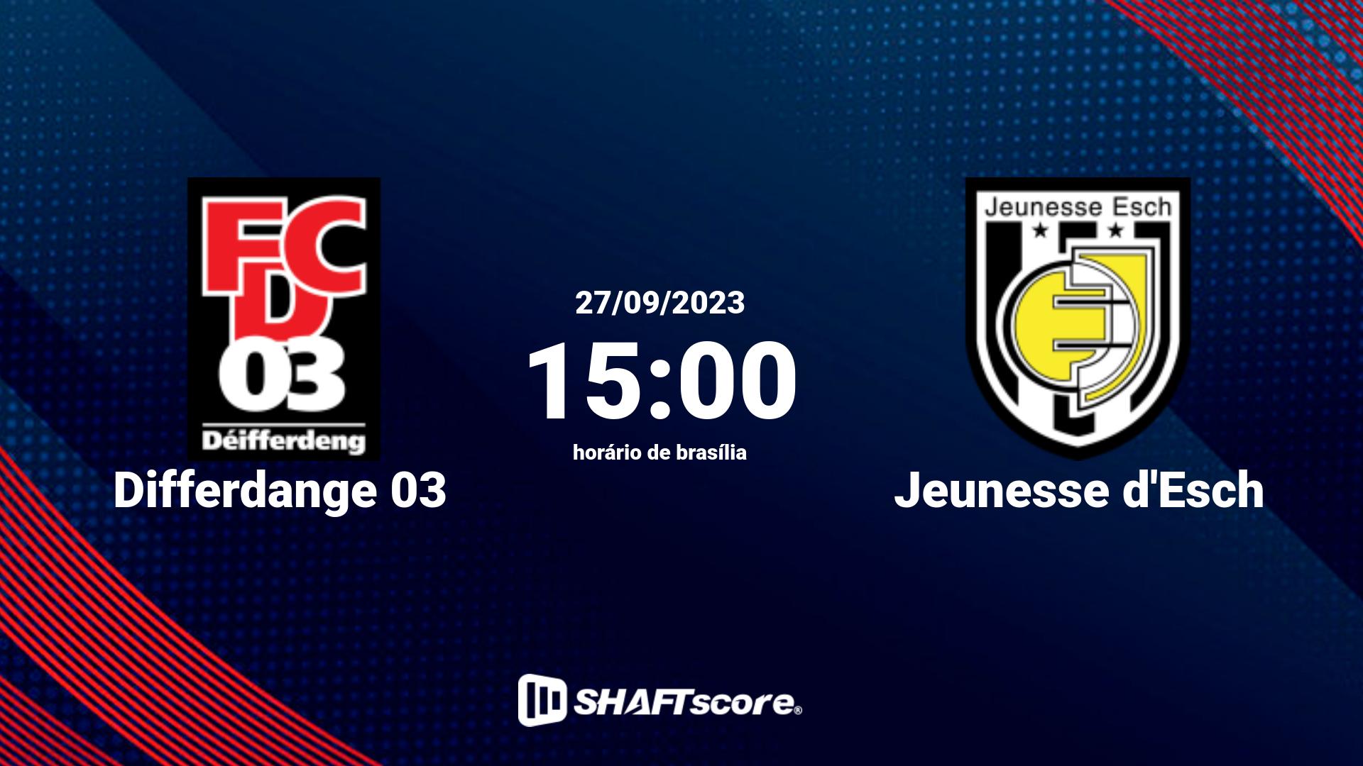 Estatísticas do jogo Differdange 03 vs Jeunesse d'Esch 27.09 15:00