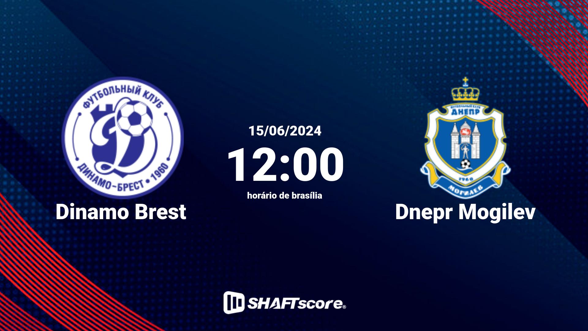 Estatísticas do jogo Dinamo Brest vs Dnepr Mogilev 15.06 12:00