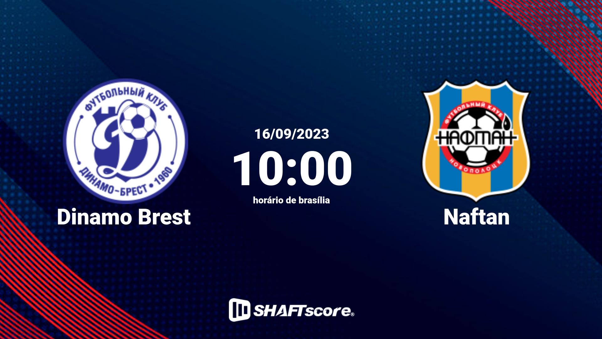 Estatísticas do jogo Dinamo Brest vs Naftan 16.09 10:00