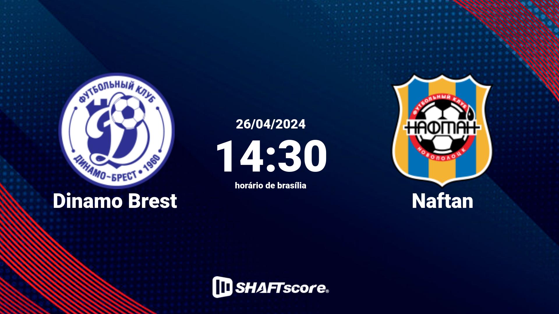 Estatísticas do jogo Dinamo Brest vs Naftan 26.04 14:30