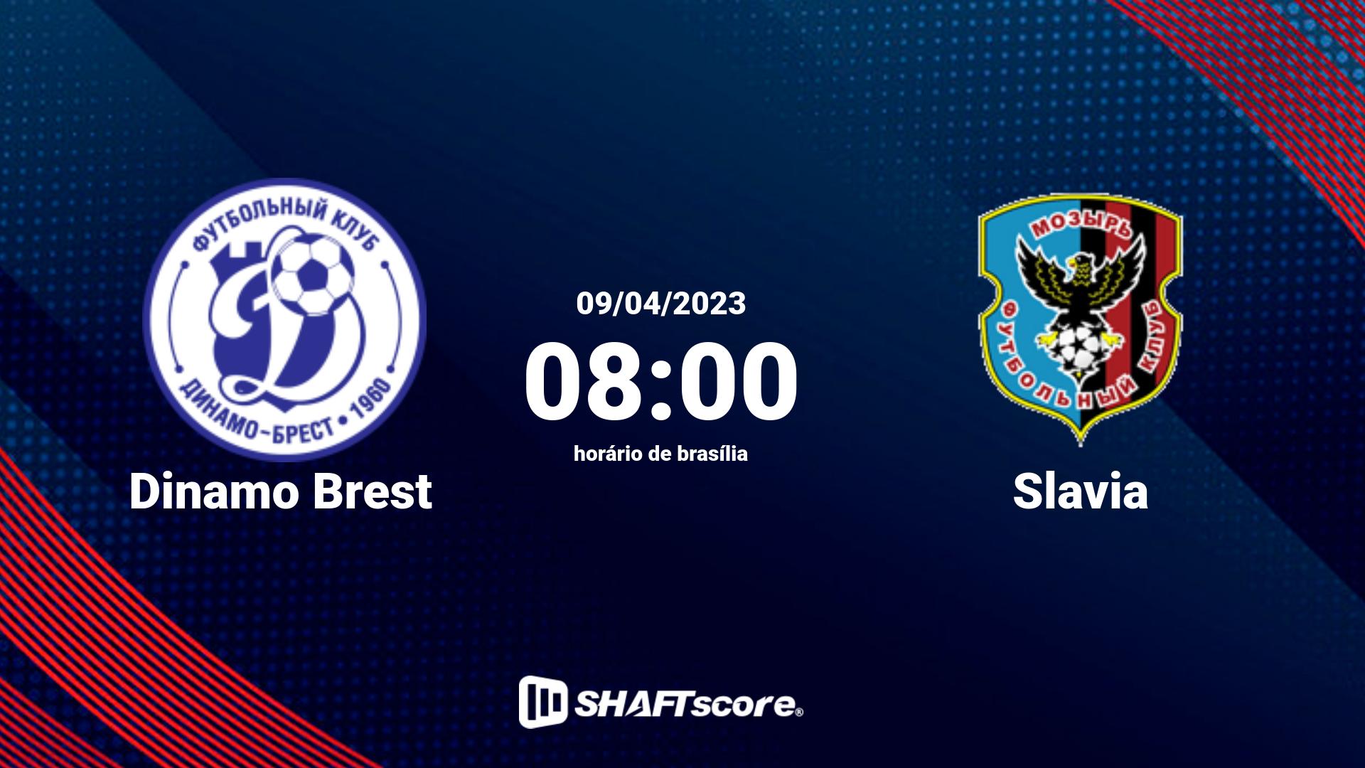 Estatísticas do jogo Dinamo Brest vs Slavia 09.04 08:00