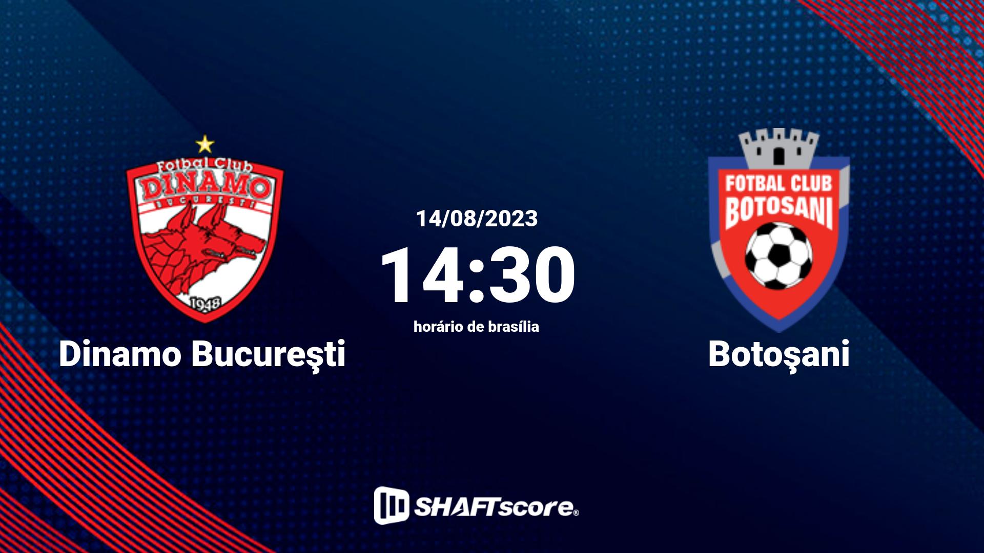 Estatísticas do jogo Dinamo Bucureşti vs Botoşani 14.08 14:30