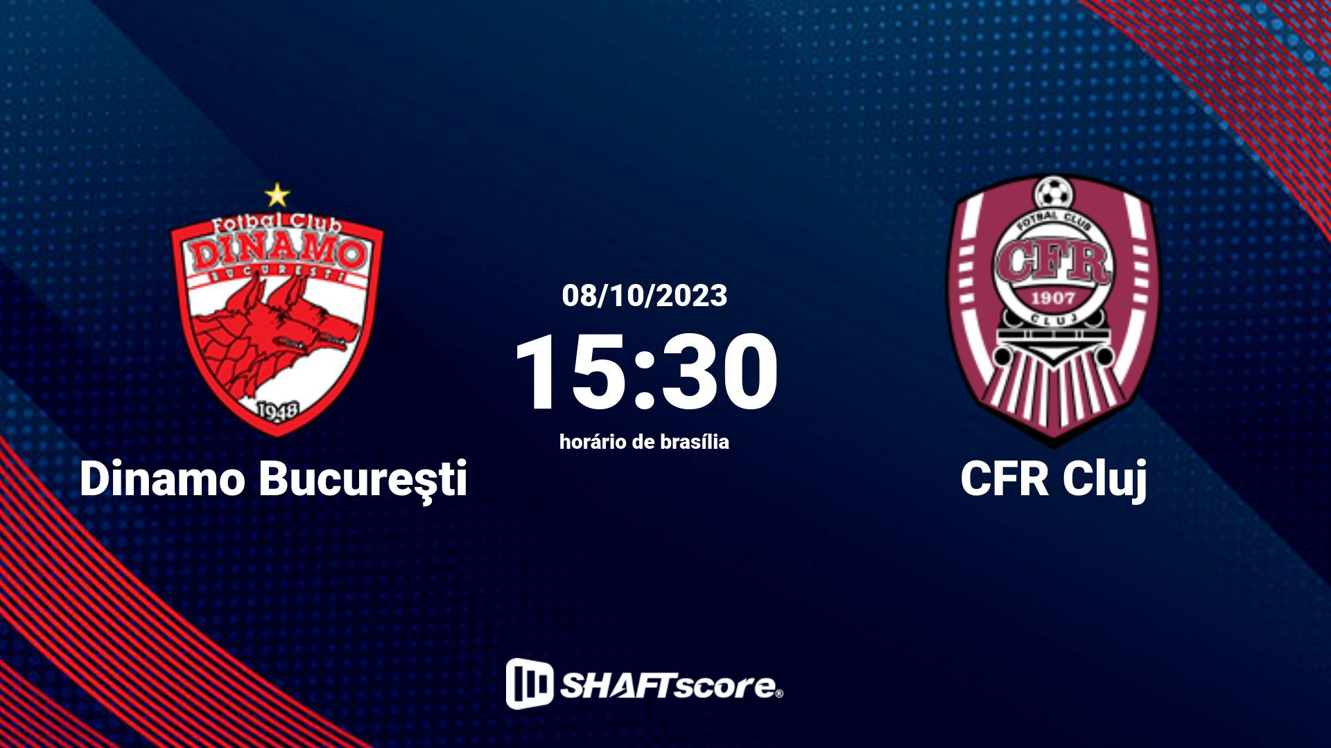 Estatísticas do jogo Dinamo Bucureşti vs CFR Cluj 08.10 15:30