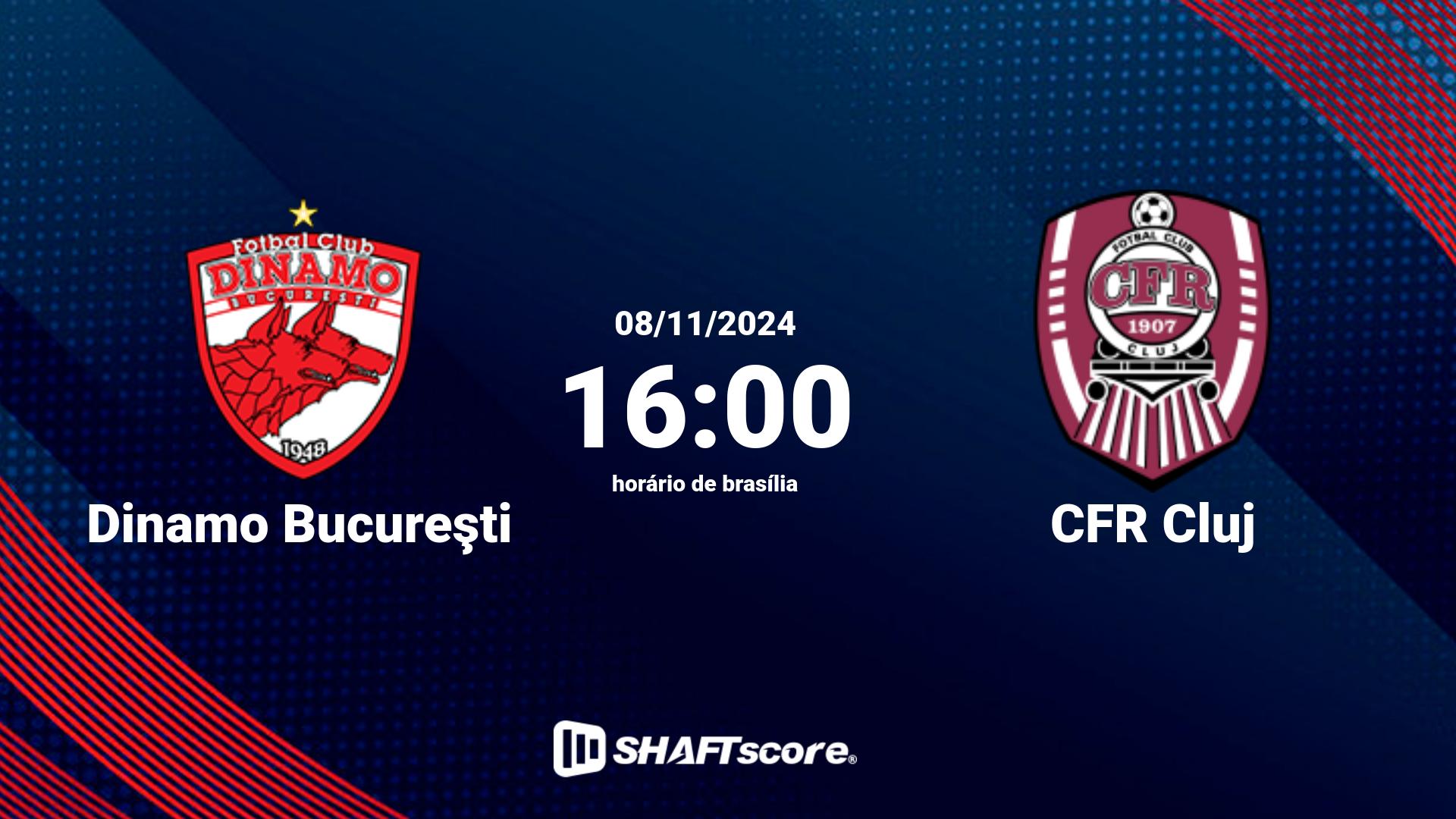 Estatísticas do jogo Dinamo Bucureşti vs CFR Cluj 08.11 16:00