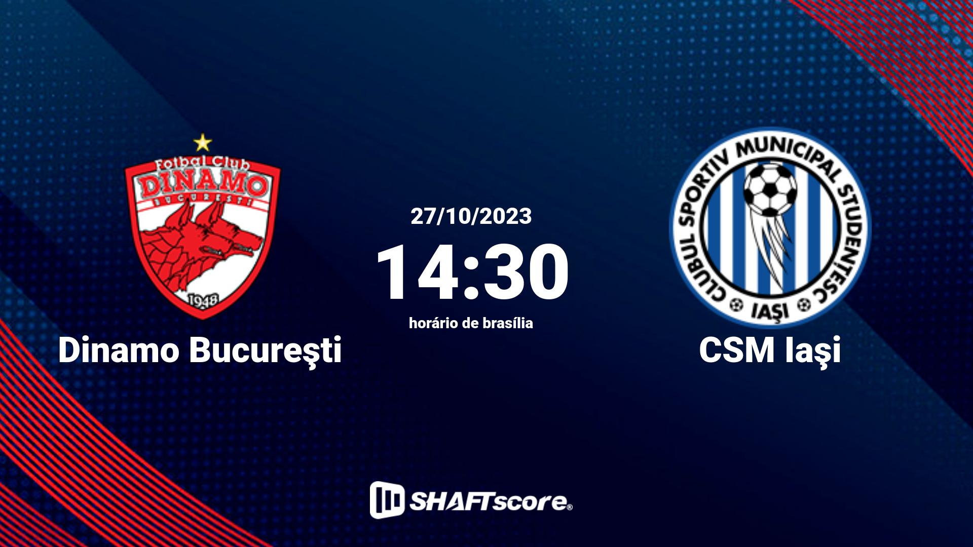 Estatísticas do jogo Dinamo Bucureşti vs CSM Iaşi 27.10 14:30