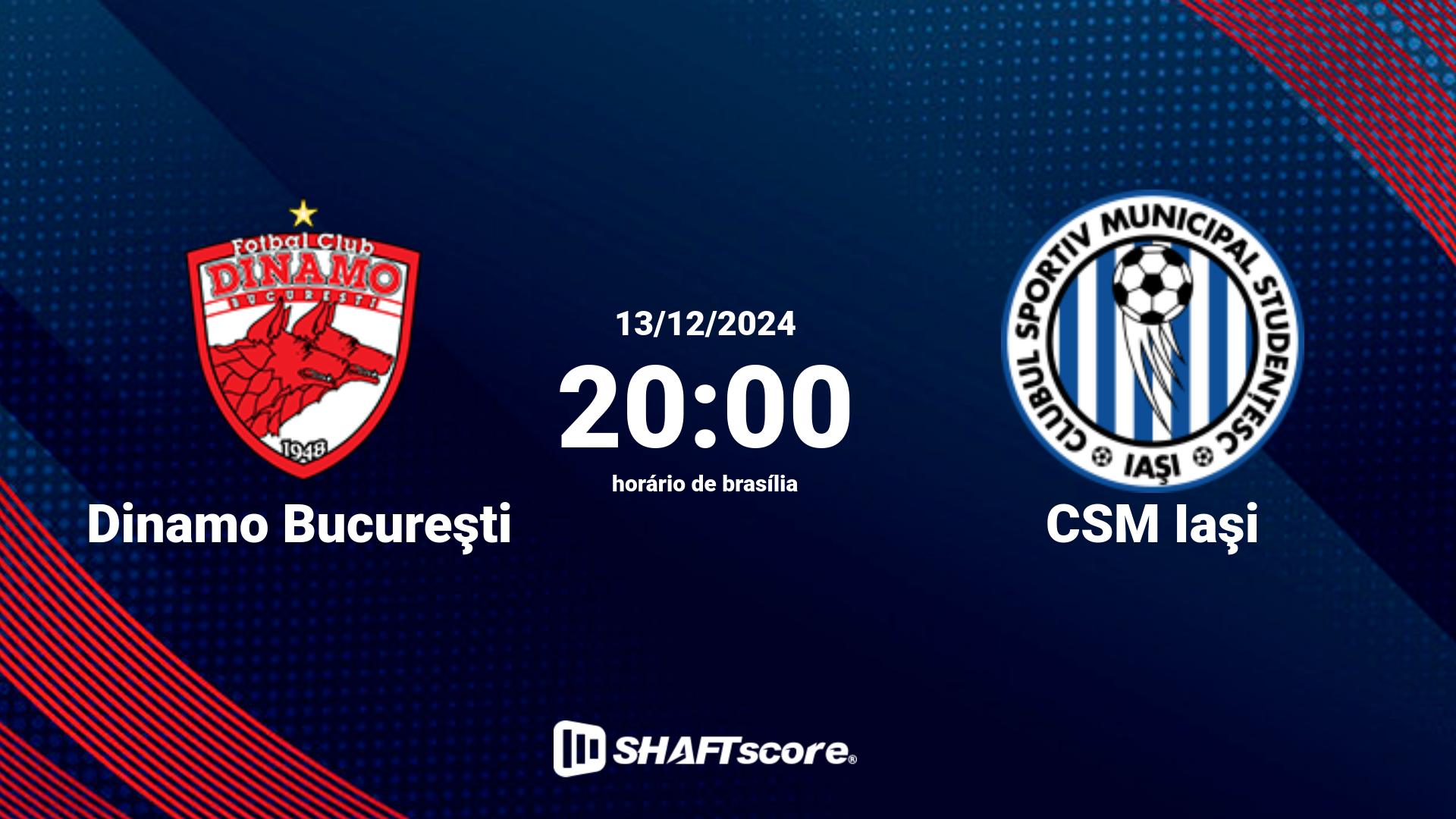 Estatísticas do jogo Dinamo Bucureşti vs CSM Iaşi 13.12 20:00