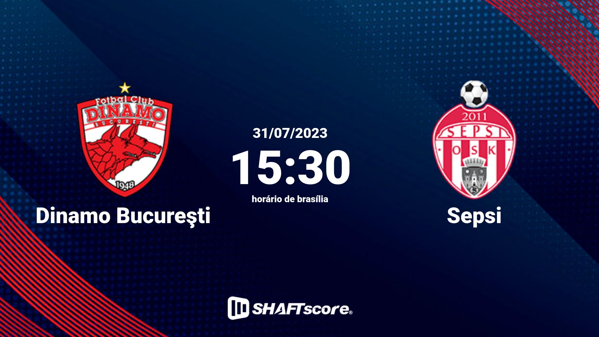 Estatísticas do jogo Dinamo Bucureşti vs Sepsi 31.07 15:30