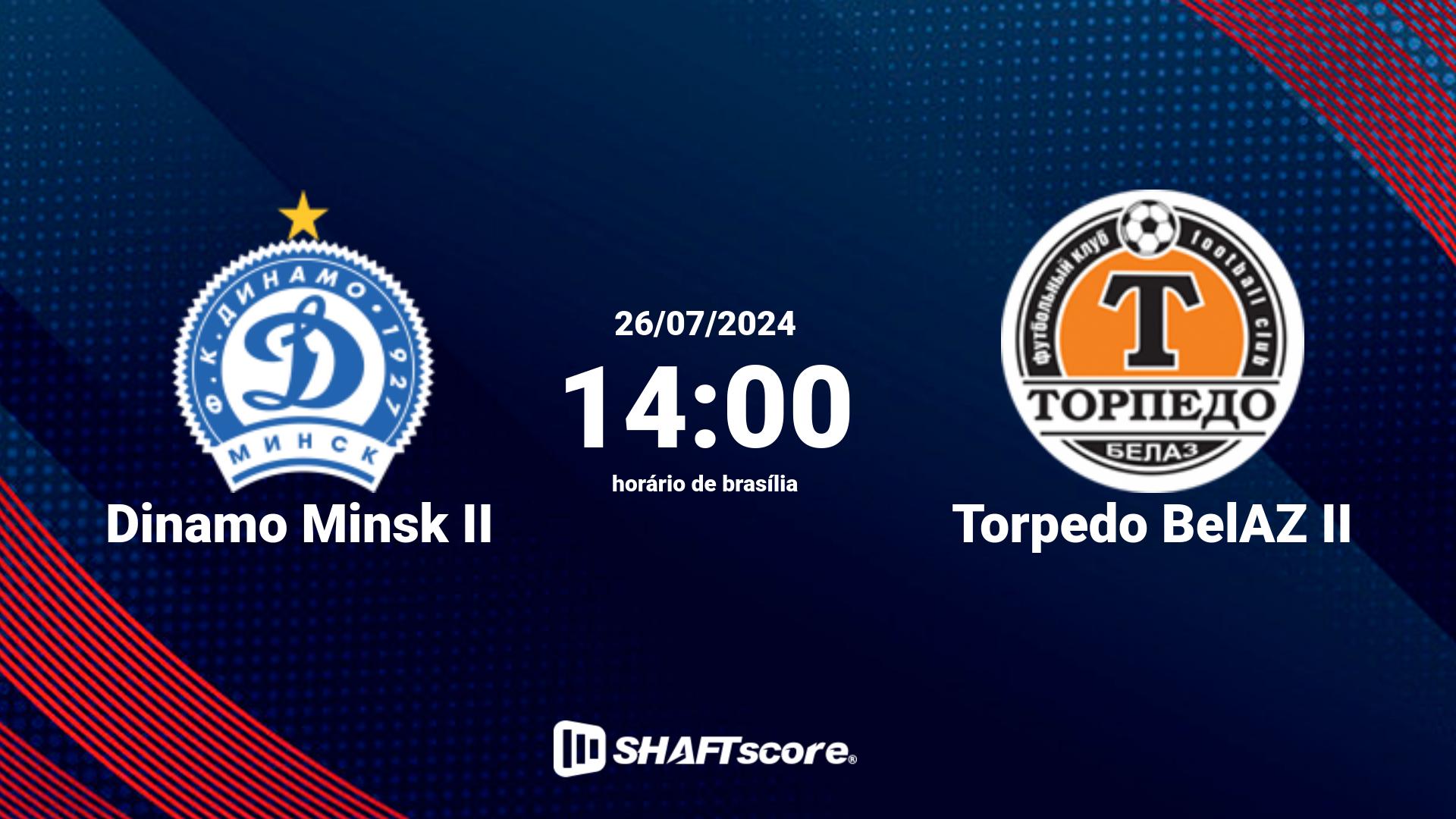 Estatísticas do jogo Dinamo Minsk II vs Torpedo BelAZ II 26.07 14:00