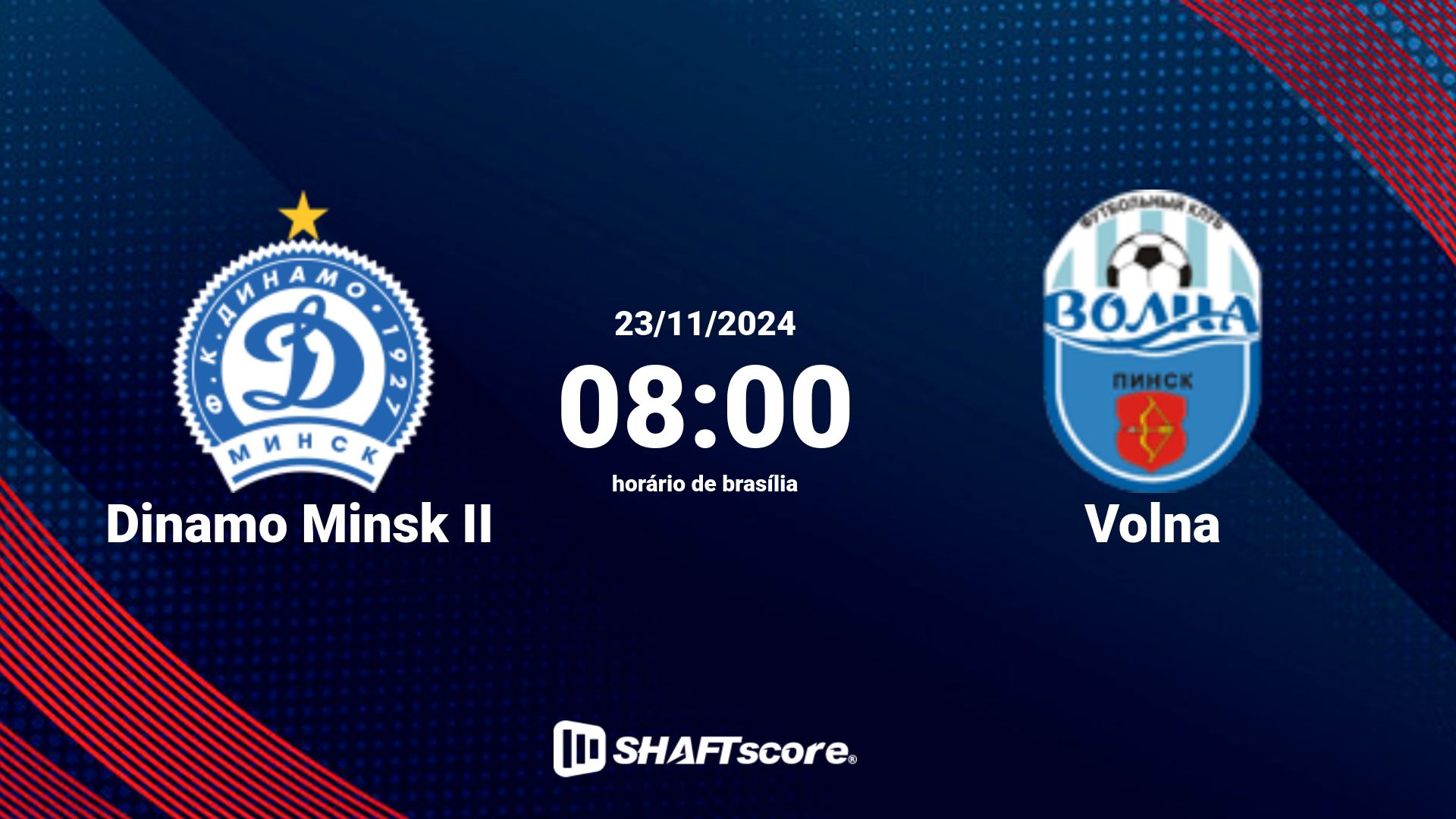 Estatísticas do jogo Dinamo Minsk II vs Volna 23.11 08:00