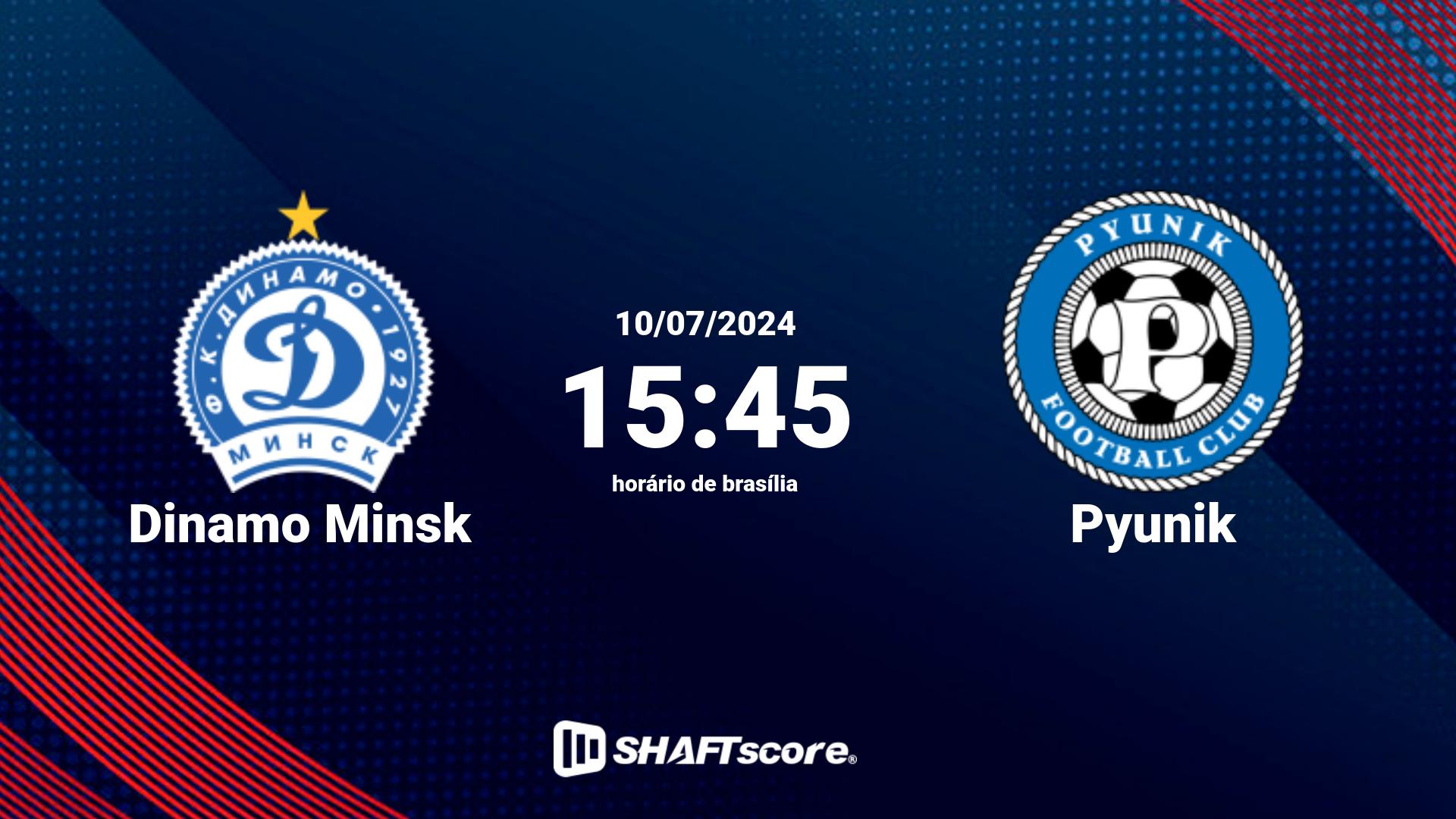 Estatísticas do jogo Dinamo Minsk vs Pyunik 10.07 15:45