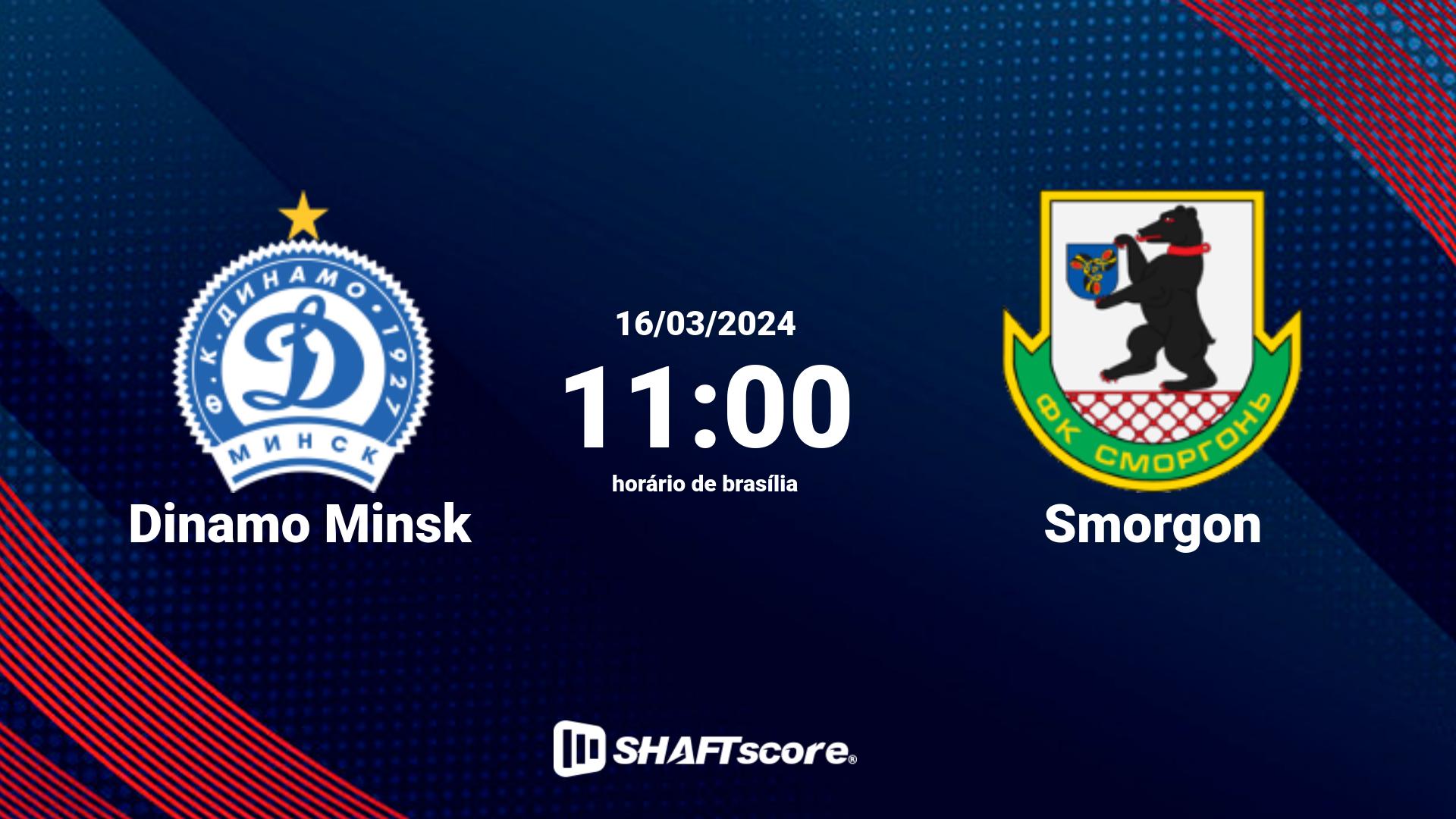 Estatísticas do jogo Dinamo Minsk vs Smorgon 16.03 11:00