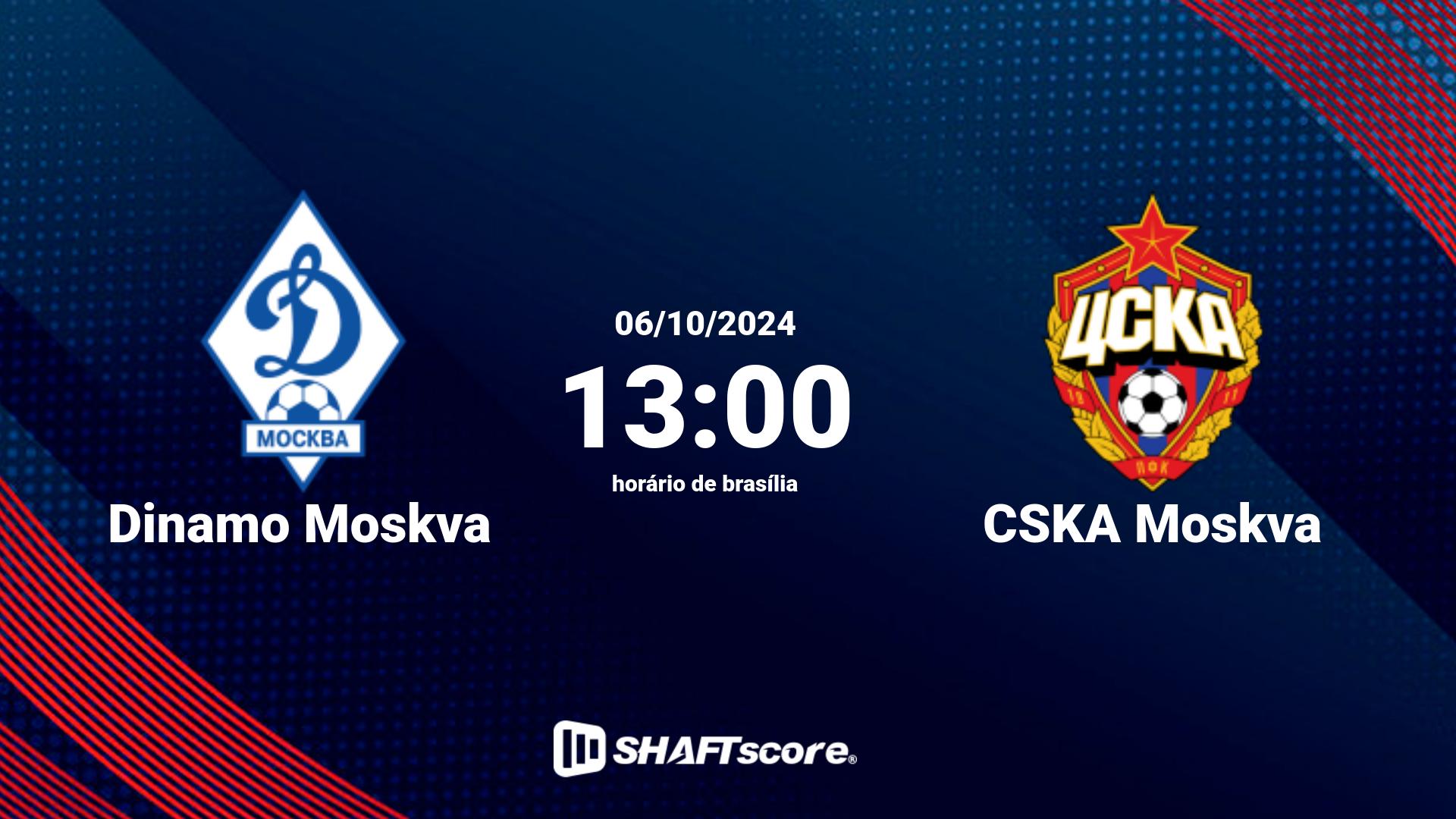 Estatísticas do jogo Dinamo Moskva vs CSKA Moskva 06.10 13:00