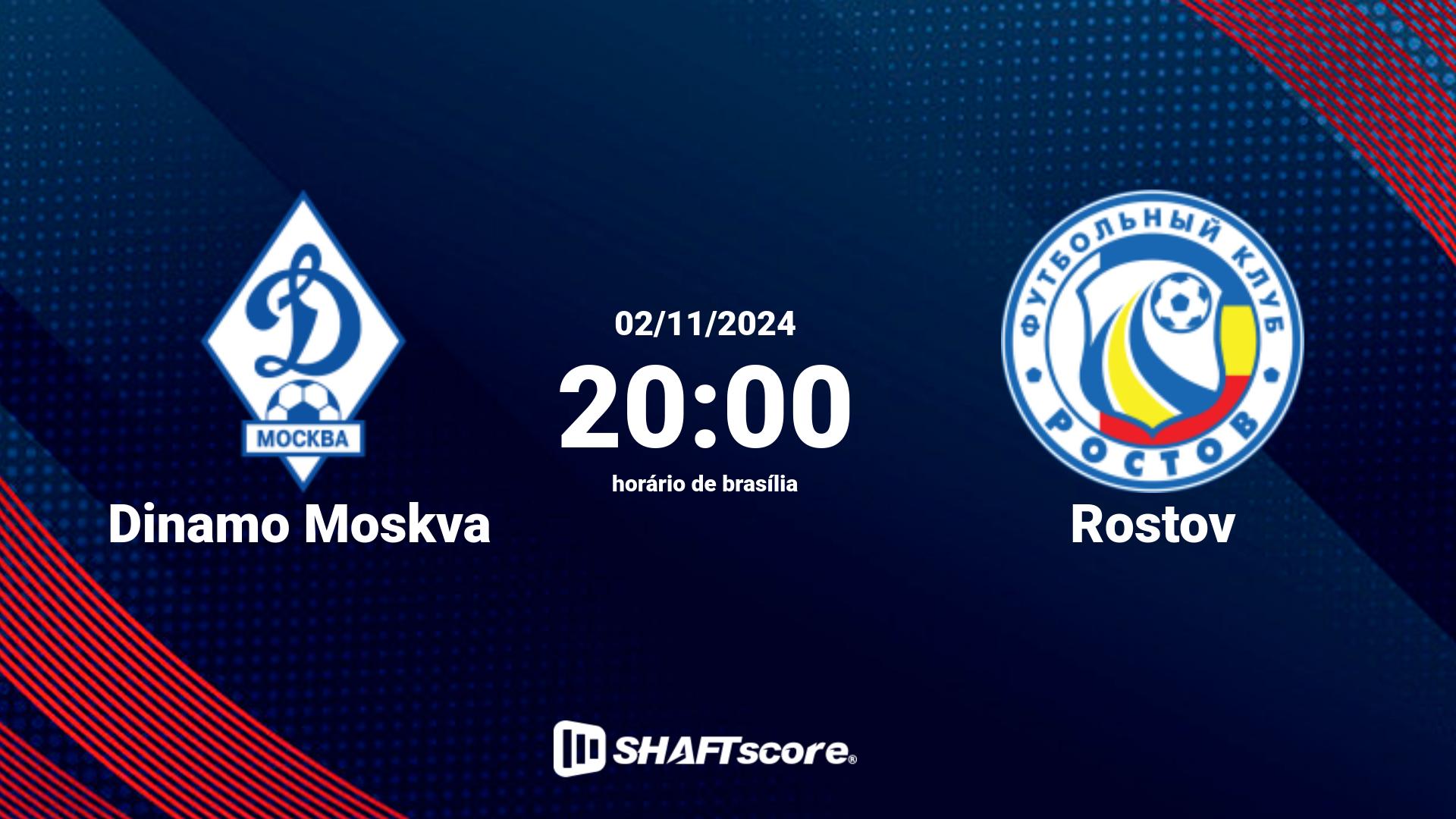 Estatísticas do jogo Dinamo Moskva vs Rostov 01.11 13:00